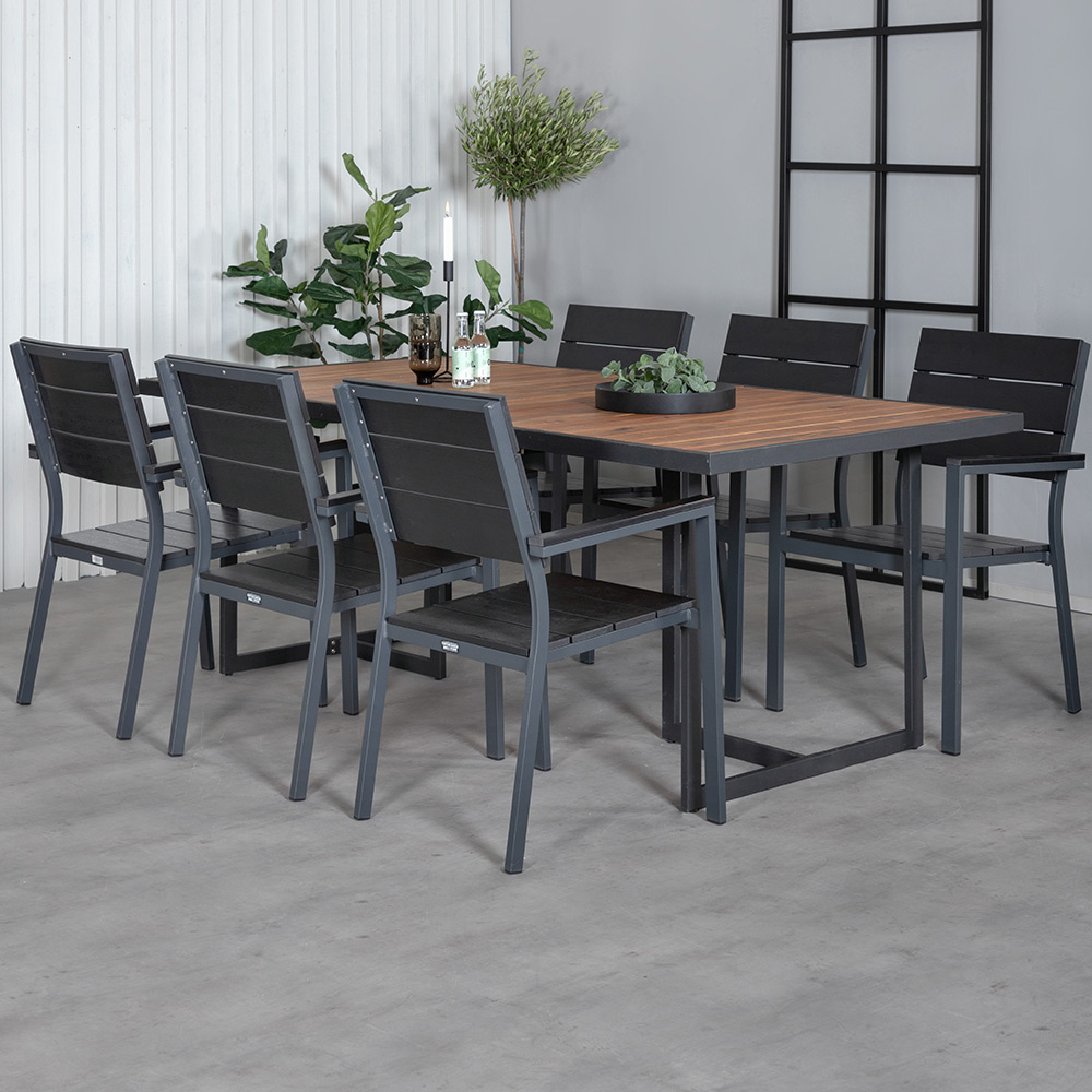 Spisegruppe Venture Home King med 6 Lede Stablebare Spisestoler