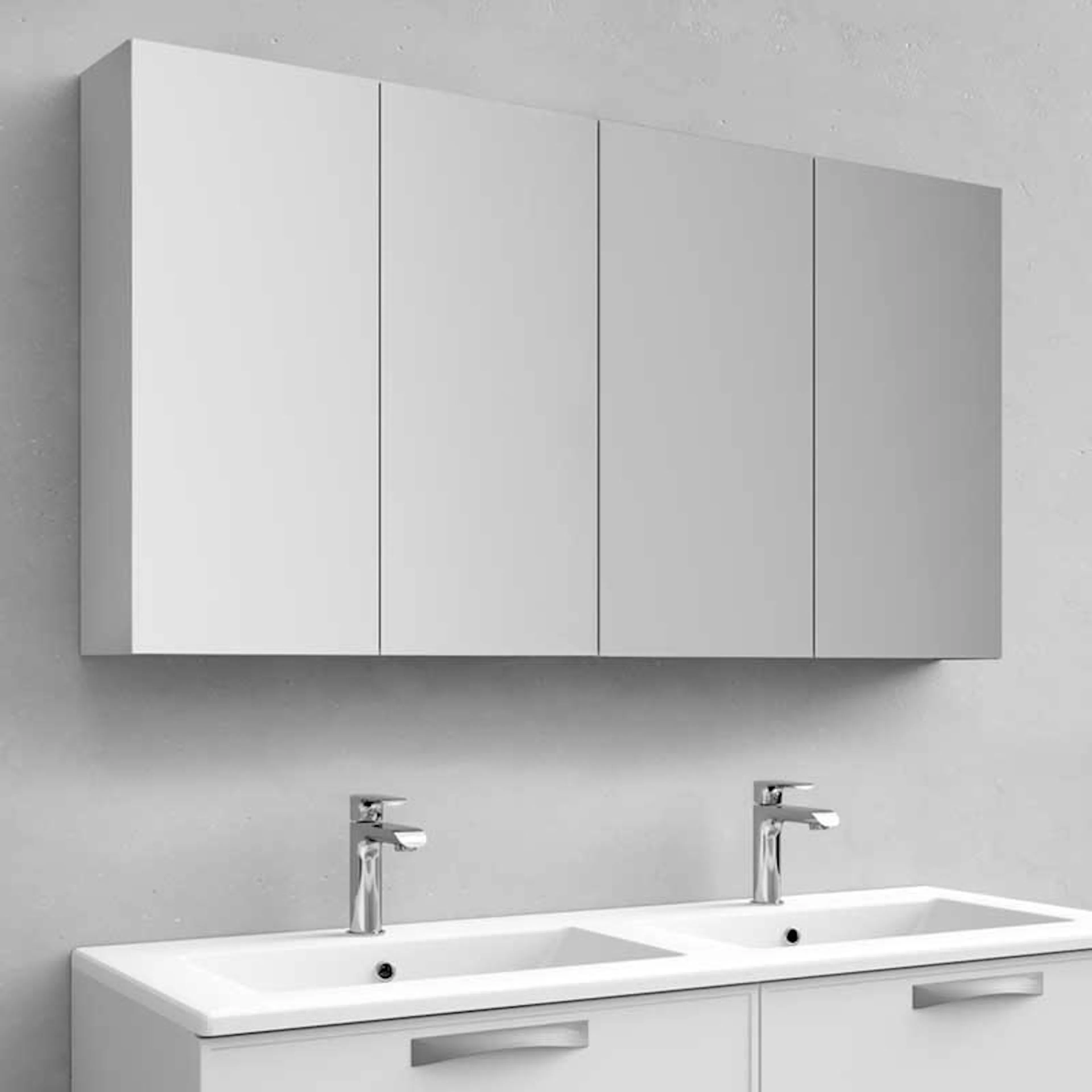 SPEGELSKÅP FLEX VIT 1200 Hvit, Bredde: 1200 mm, Fire dører