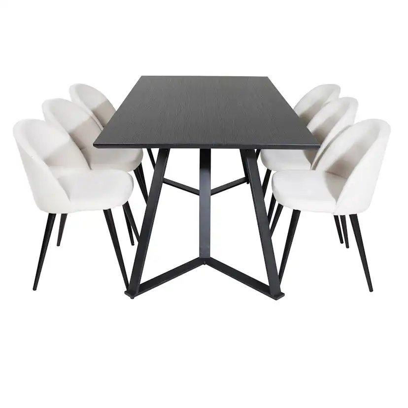 Spisegruppe Venture Home Madde med 6 Valentina Stoler Manchester