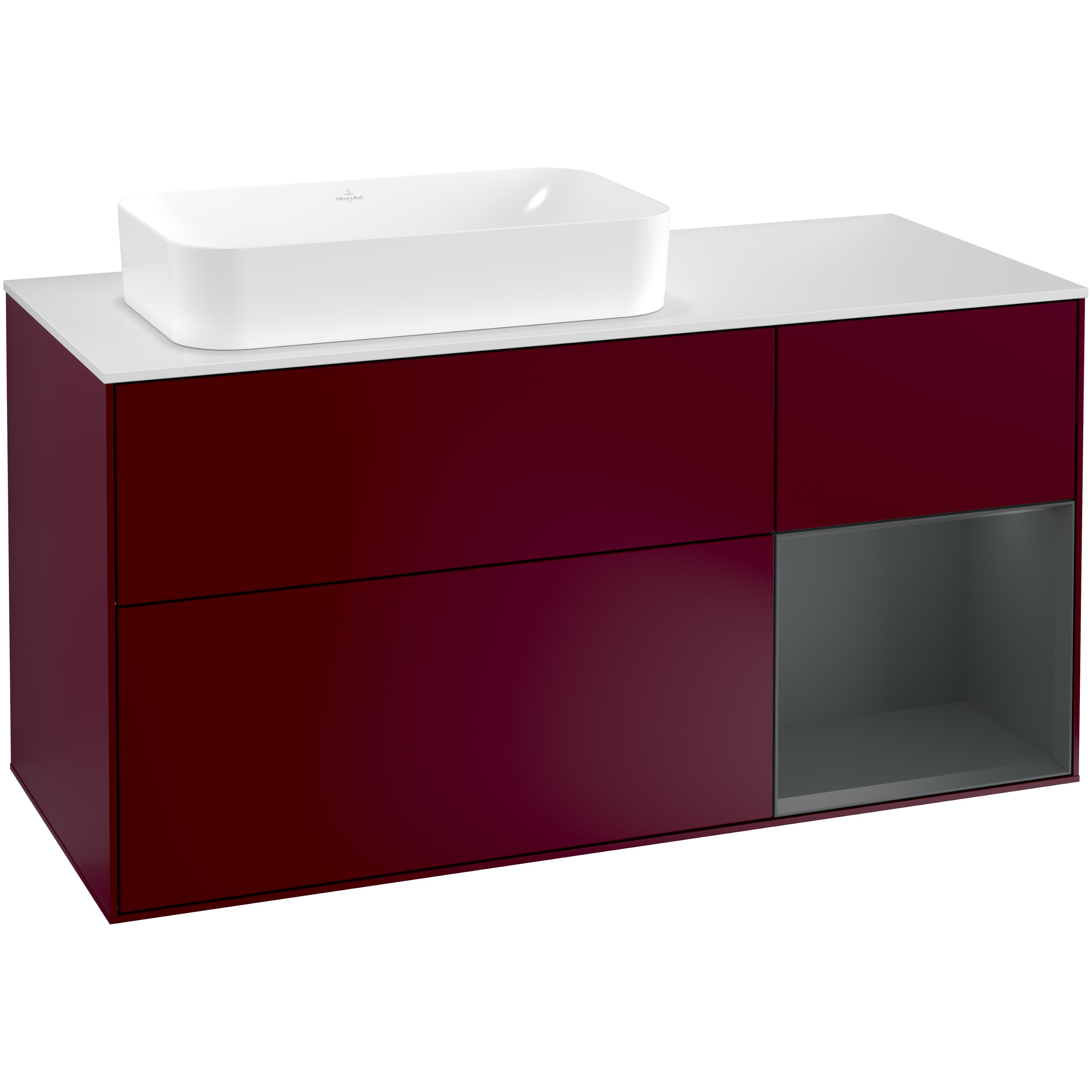 Tvättställsskåp Villeroy & Boch Finion med 3 Lådor Hylla och Bänkskiva för Ocentrerat Fristående Tvättställ