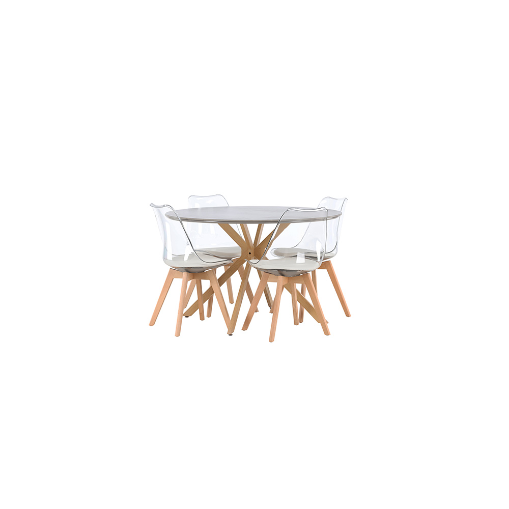 Spisegruppe Venture Home Piazza Ø120 cm med 4 stk Edvin Stoler