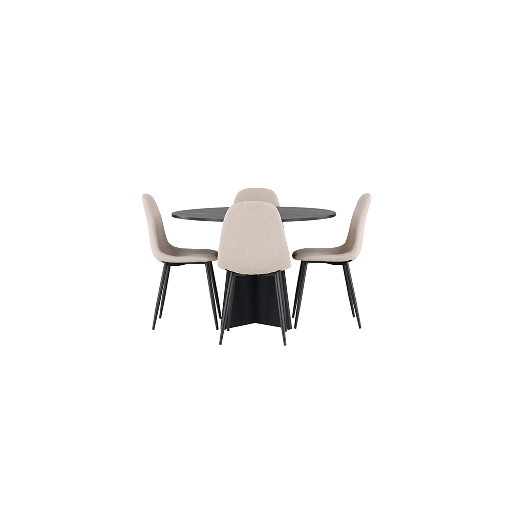 Spisegruppe Venture Home Bootcut Ø110 cm med 4 stk Polar Stoler