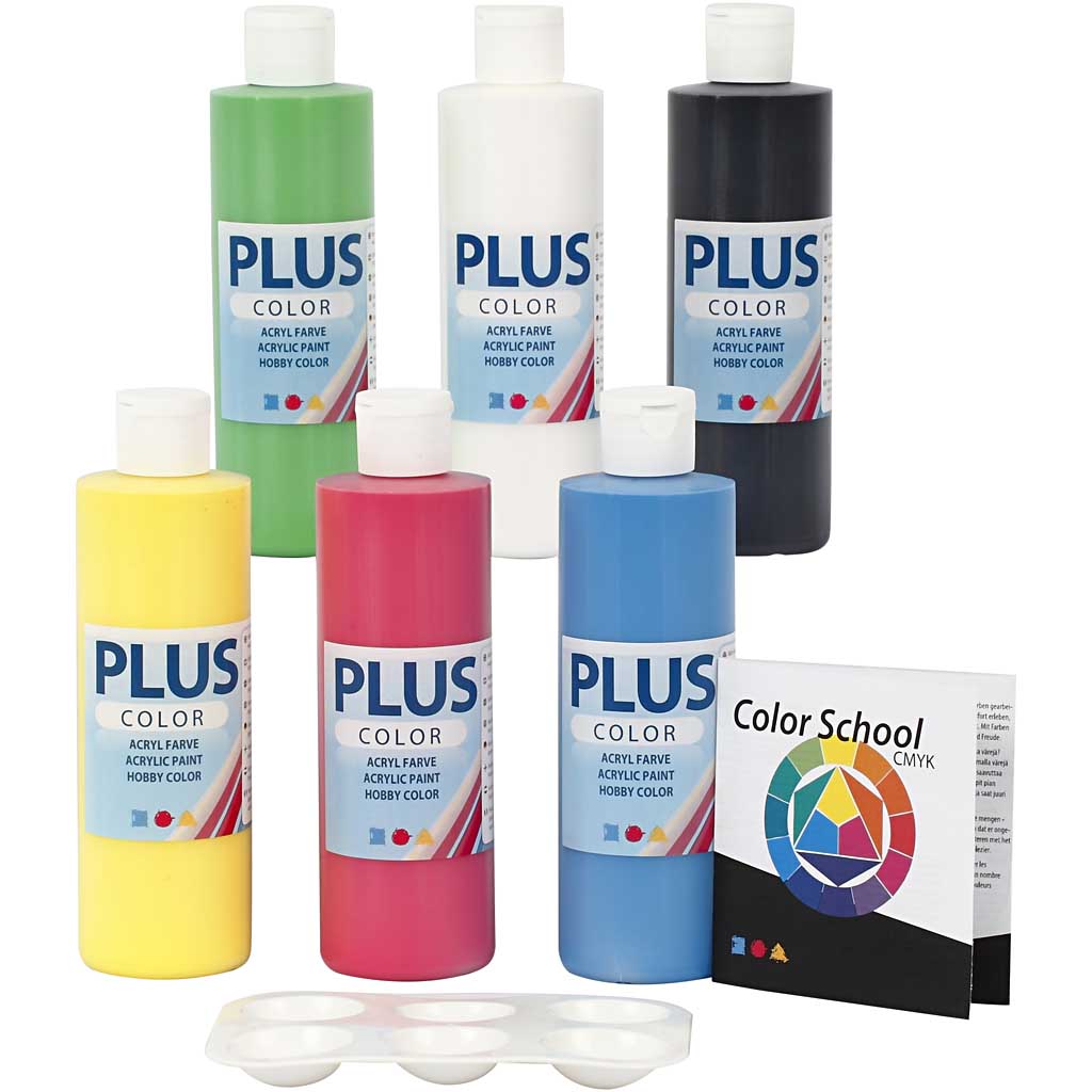 Hobbyfarge Creativ Company Plus Color Primærfarger 6x250 ml/1 Pk