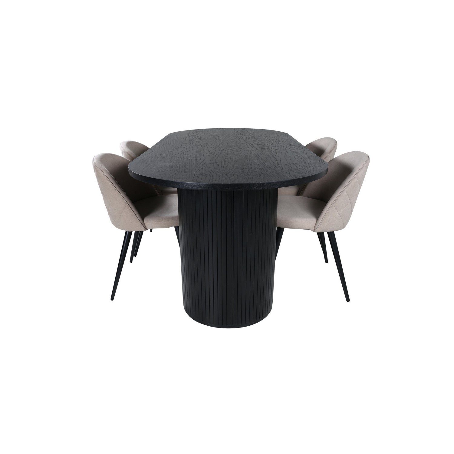 Spisegruppe Venture Home Bianca med 4 Valentina Sort Stitcthes Stoler