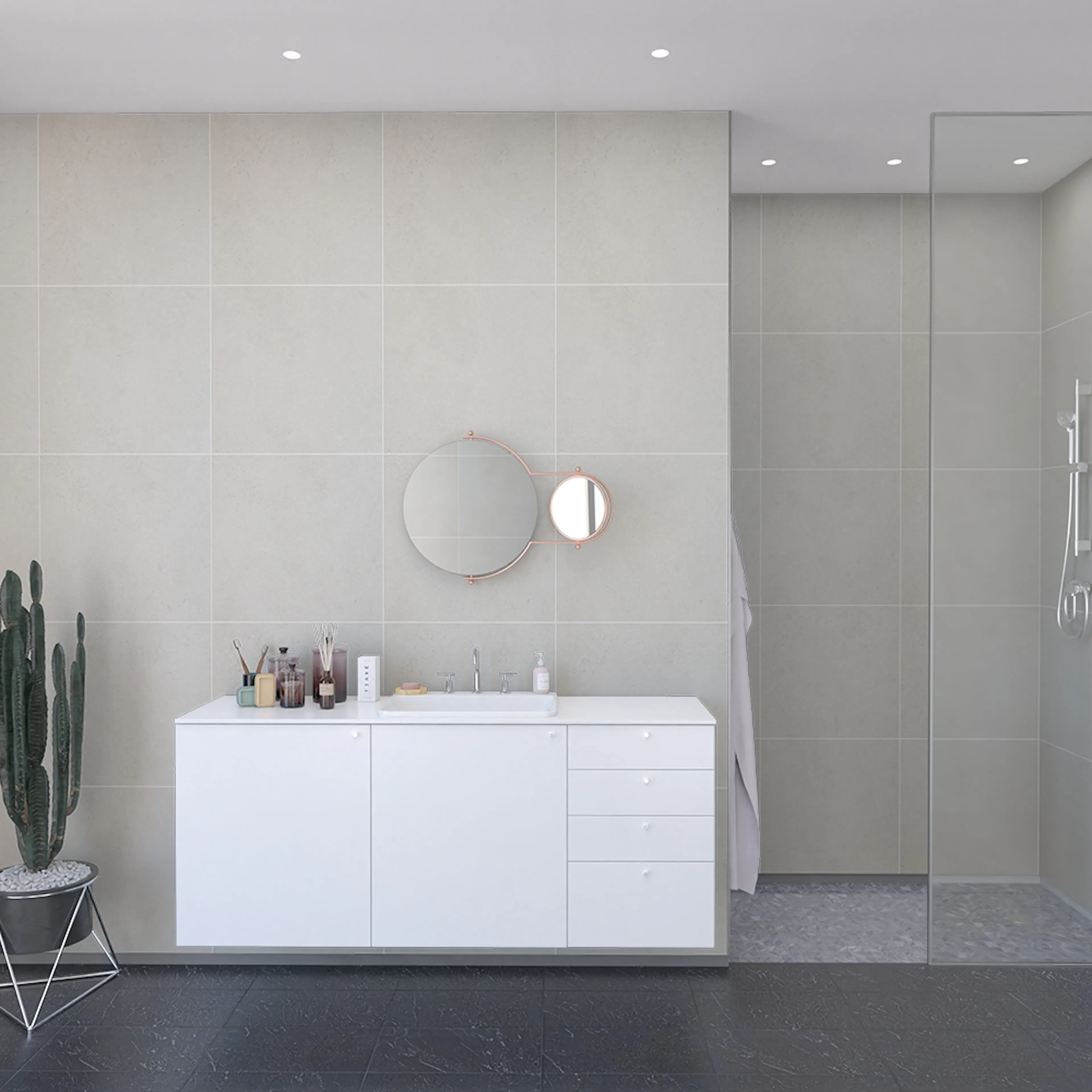 Baderomspanel Fibo 2145-LM6060 Grey Cement