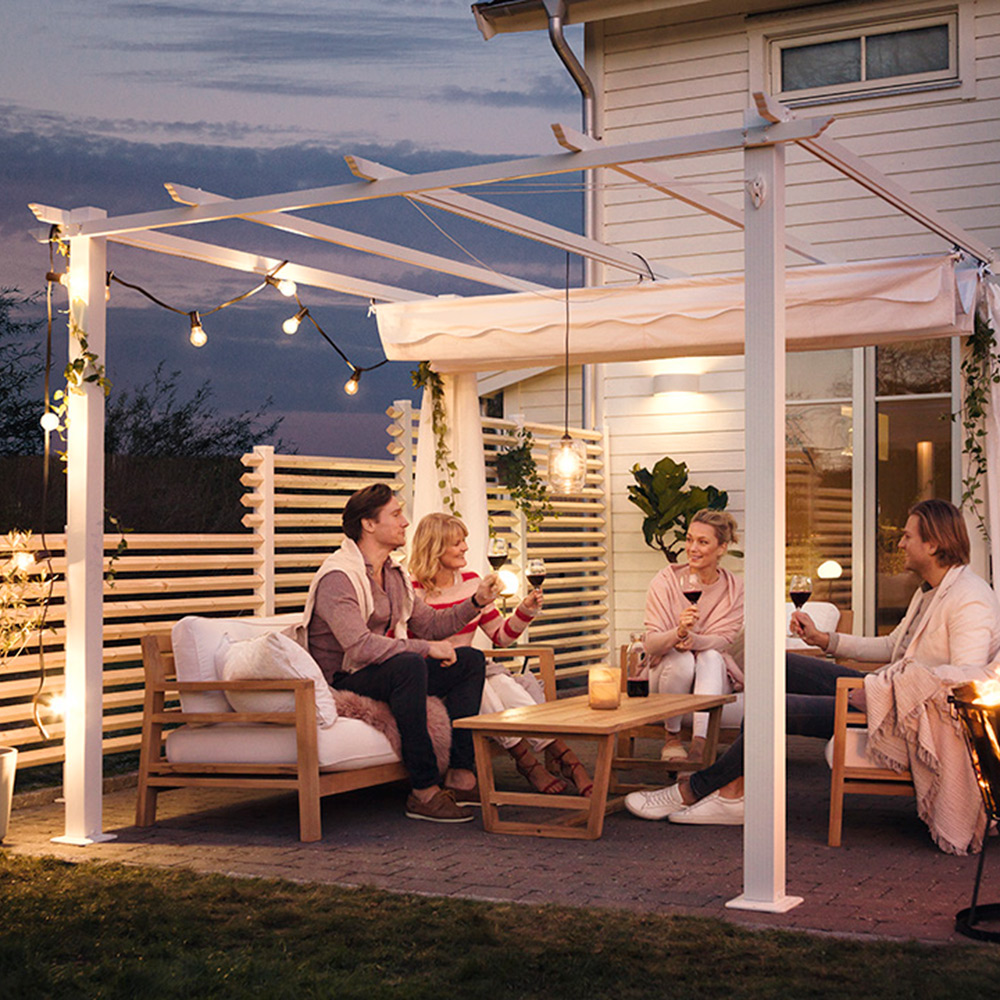 Pergola 3x3 m Vit Hvit/Hvit