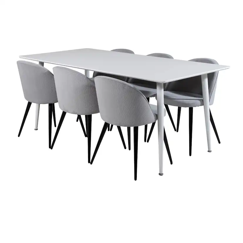 Spisegruppe Venture Home Pobbie med 6 Valentina Stoler Manchester
