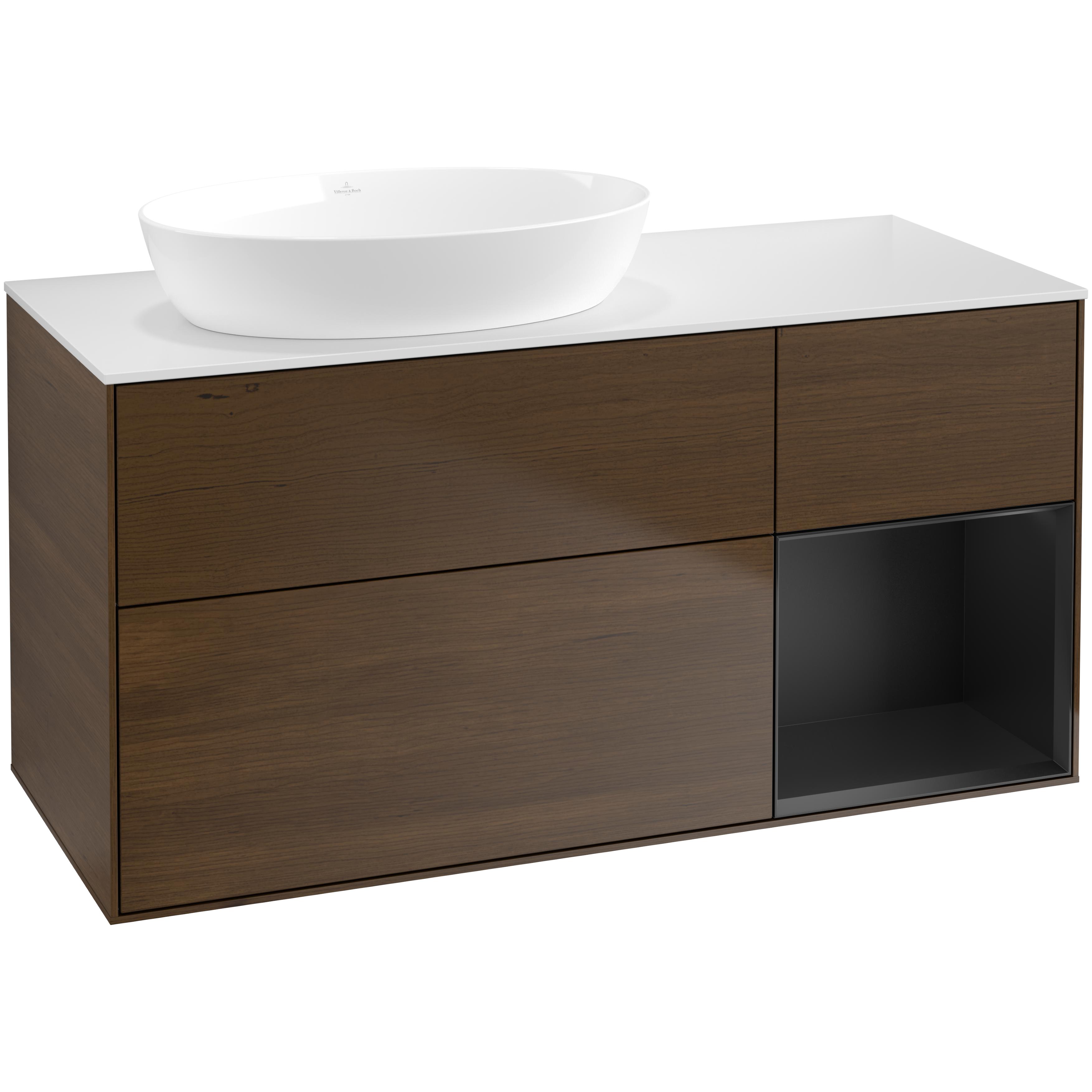 Tvättställsskåp Villeroy & Boch Finion med 3 Lådor Hylla och Bänkskiva för Ocentrerat Tvättställ från Artis & Collaro