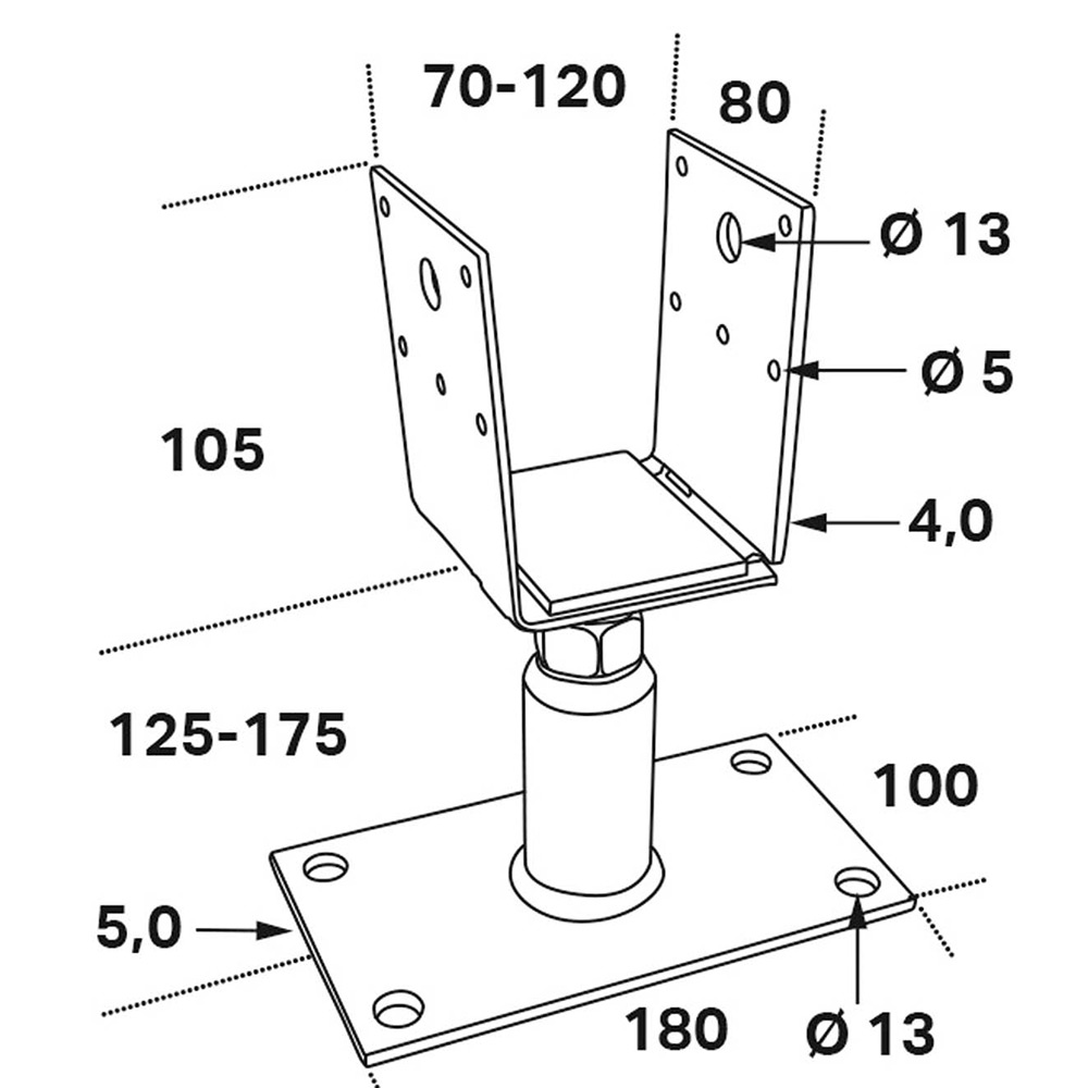 Stolpeholder FAST CSFA 70-120x80 mm CE
