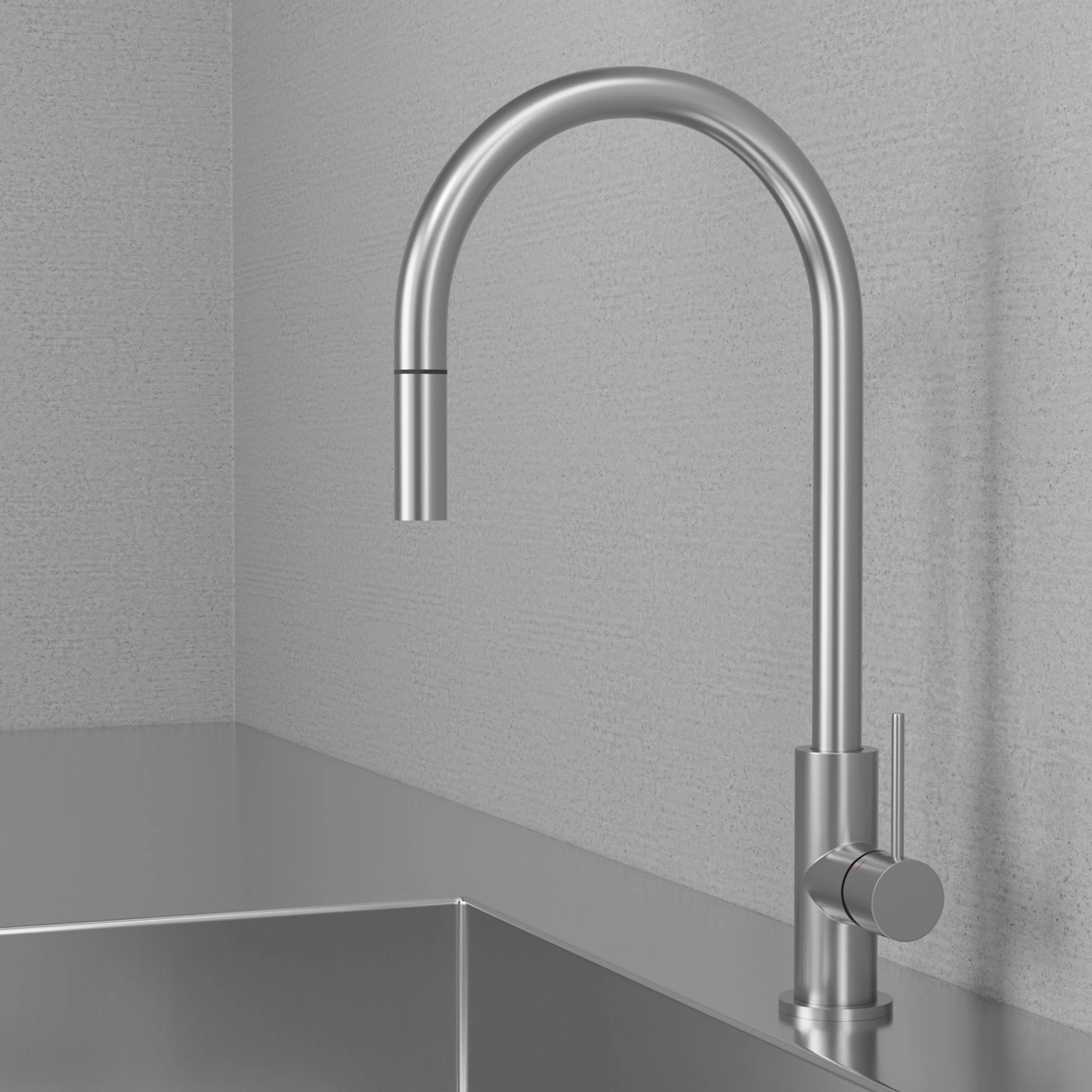 Kjøkkenbatteri Scandtap Steel Accent med Uttrekkbar Tut
