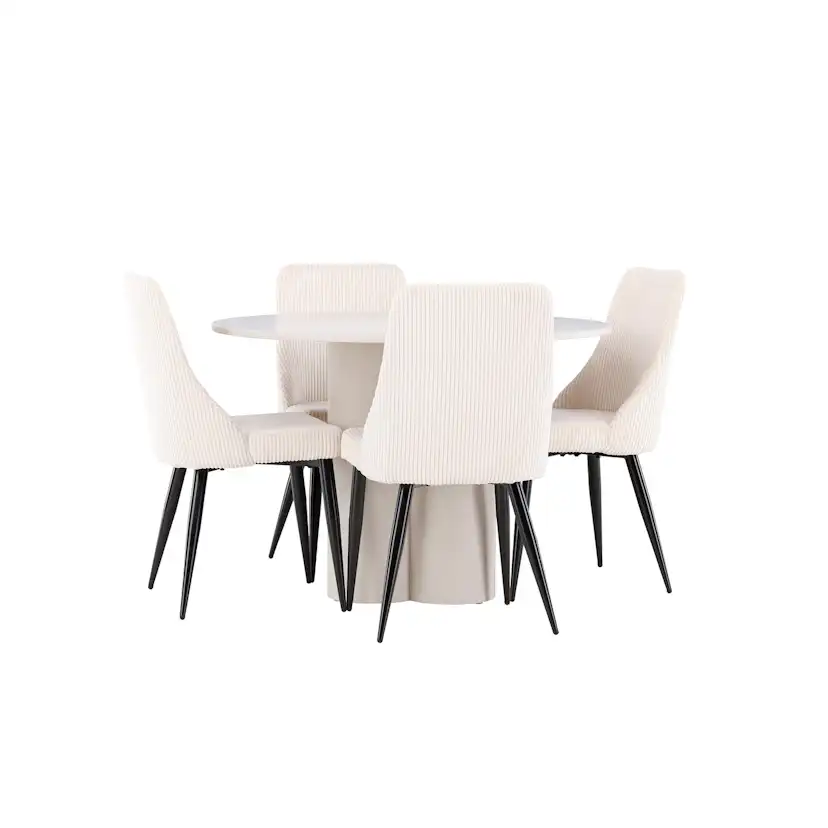 Spisegruppe Venture Home Olivia Ø110 med 4 stk Leone Stoler