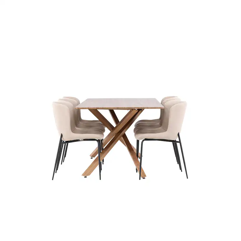 Spisegruppe Venture Home Piazza 180 med 6 stk Modesto Stoler Boucle