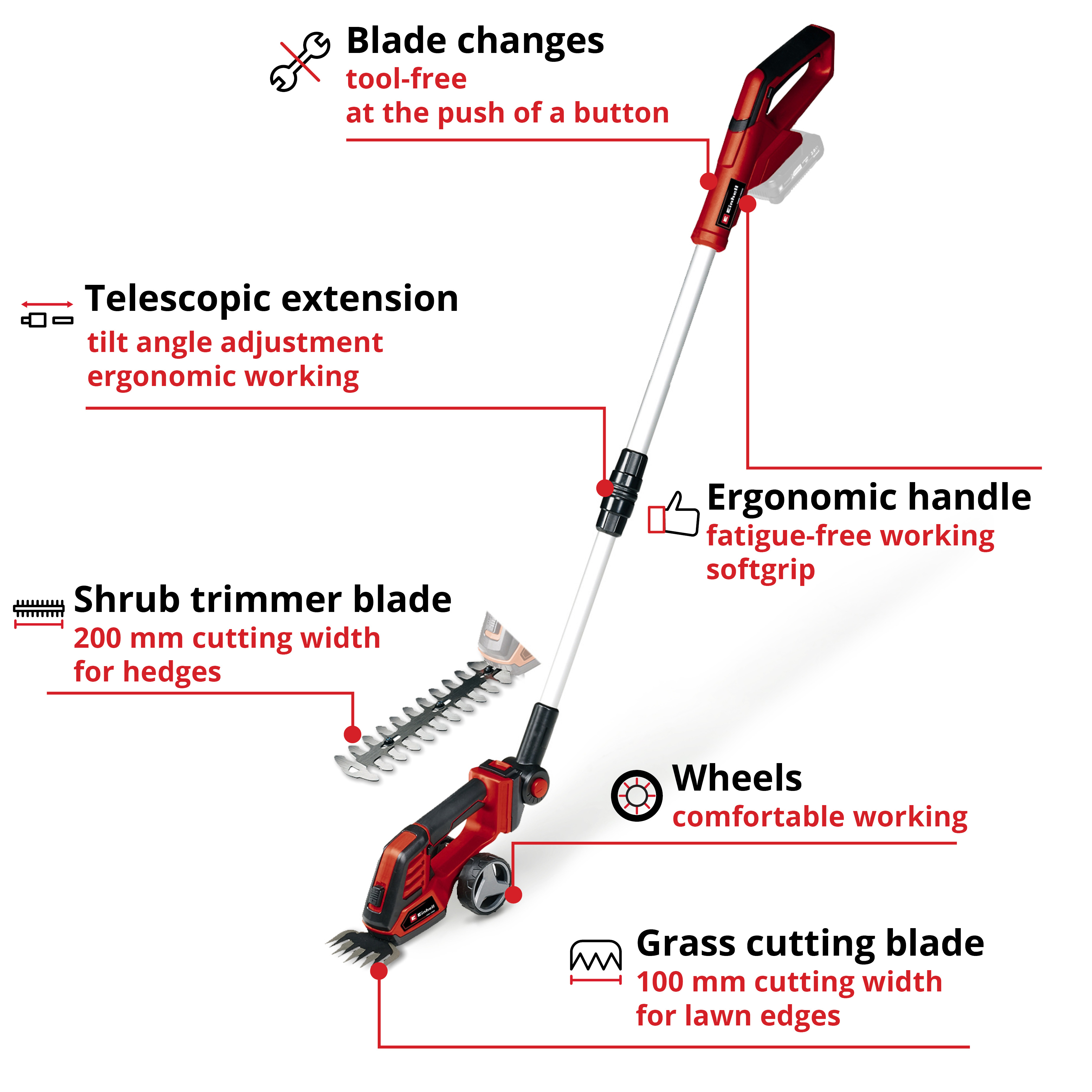 Gress og Kanttrimmer Einhell GE-CG 18/100 Li T Uten Batteri og Lader