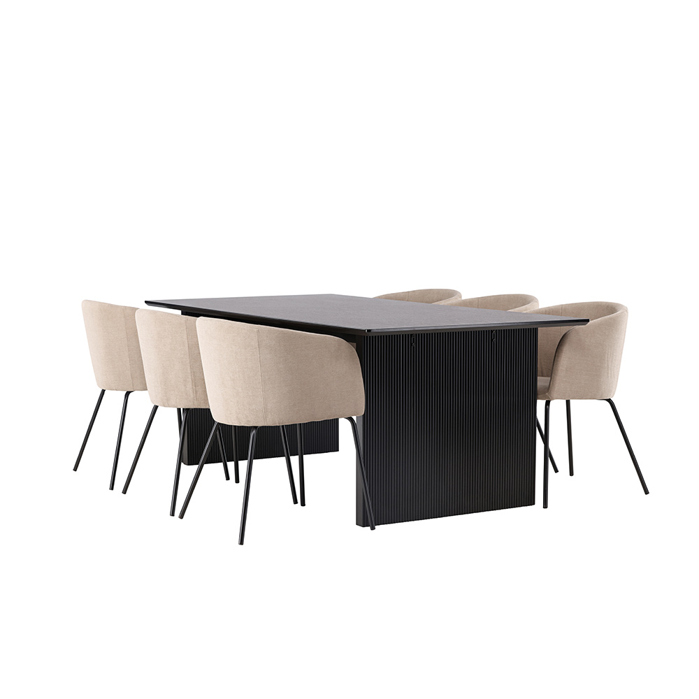Spisegruppe Venture Home Vail med 6 Berit Stoler