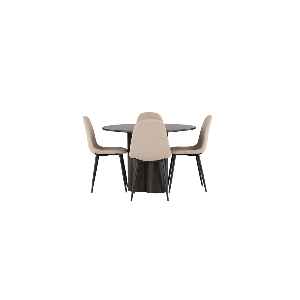 Spisegruppe Venture Home Olivia Ø110 cm med 4 stk Polar Stoler
