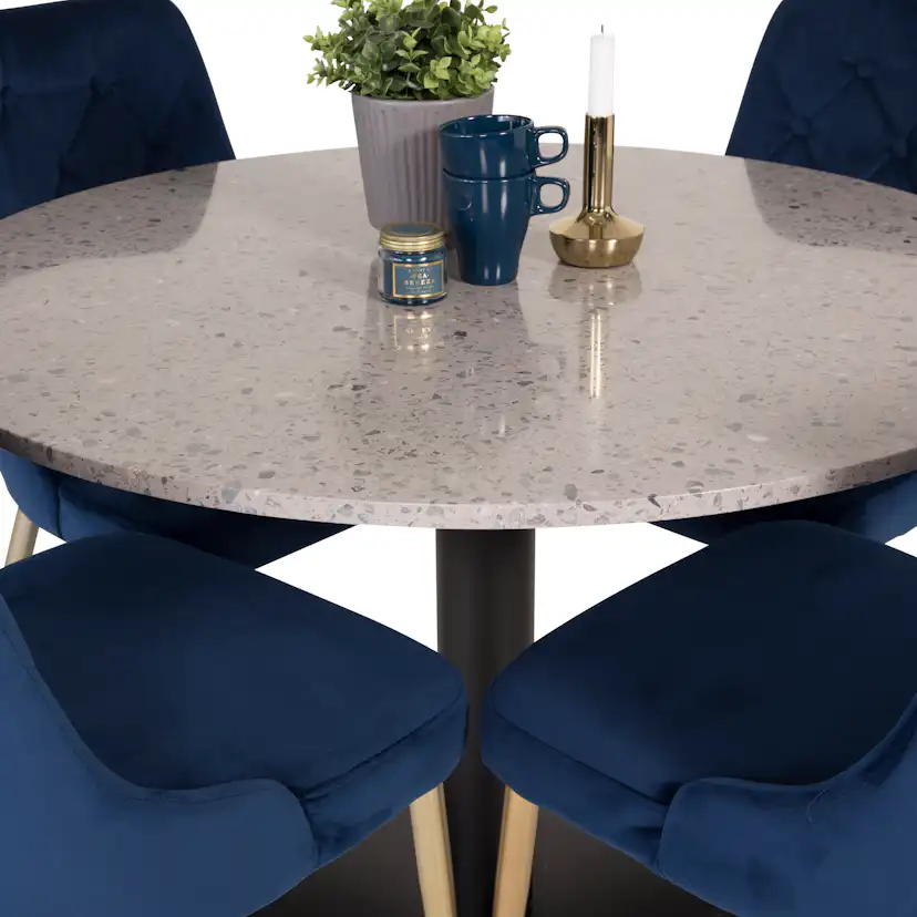 Spisegruppe Venture Home Roxanna Grå Bord med 4 Vera Stoler Fløyel