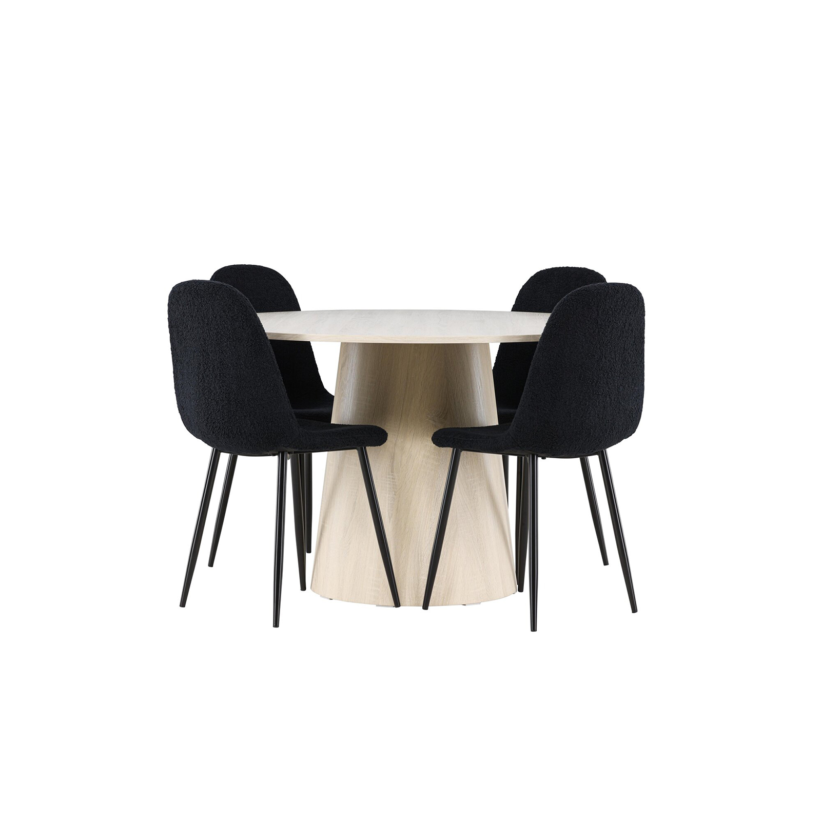 Spisegruppe Venture Home Lanzo Ø120 med 4 stk Polar Stoler Teddy