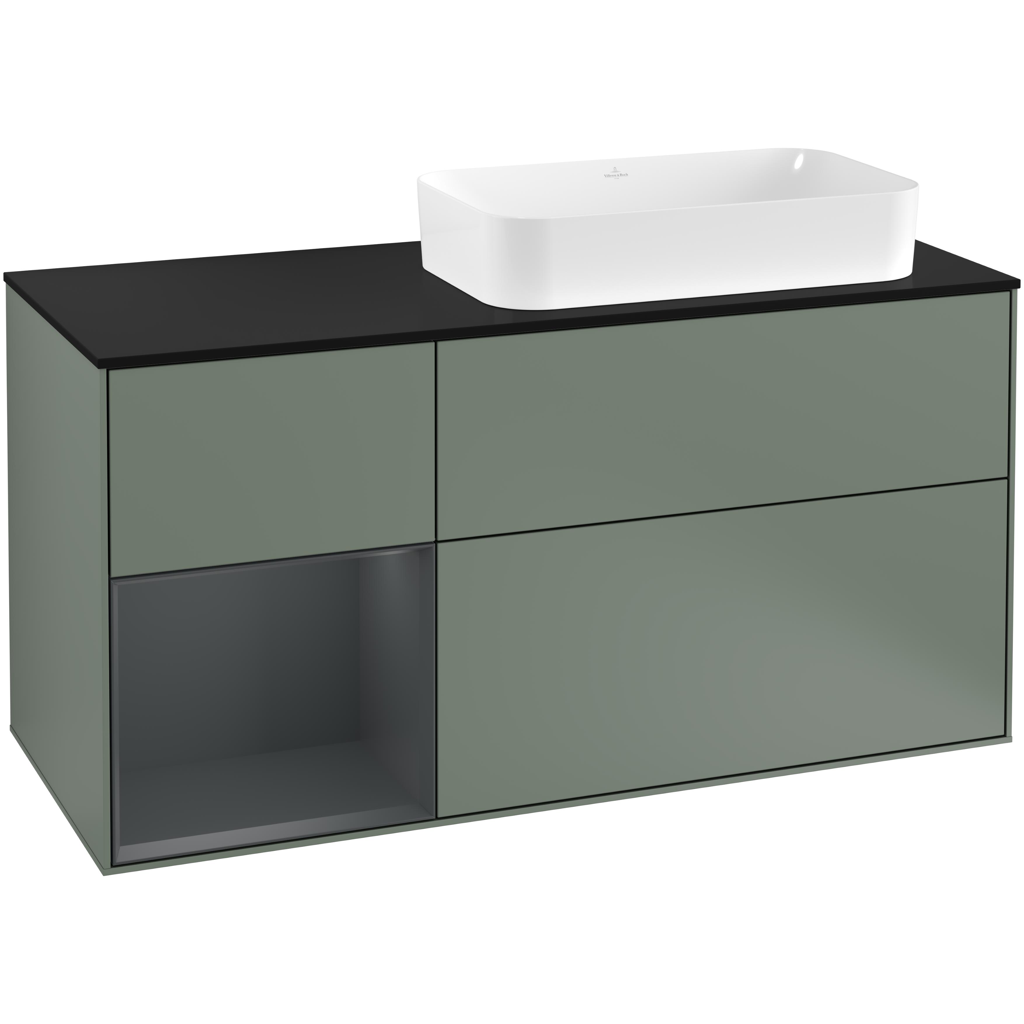 Tvättställsskåp Villeroy & Boch Finion med 3 Lådor Hylla och Bänkskiva för Ocentrerat Fristående Tvättställ