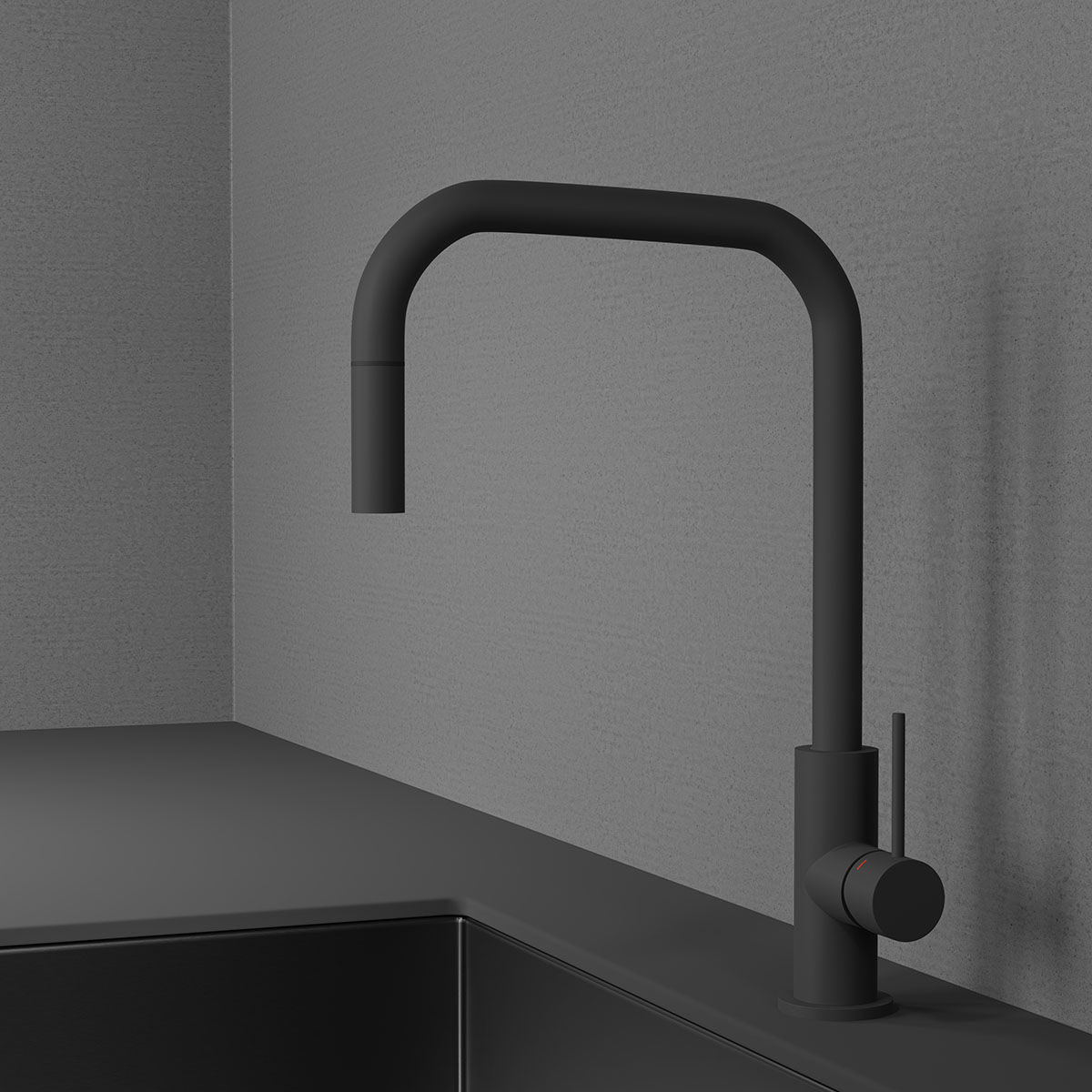 Kjøkkenbatteri Scandtap Steel Accent Square med Uttrekkbar Tut