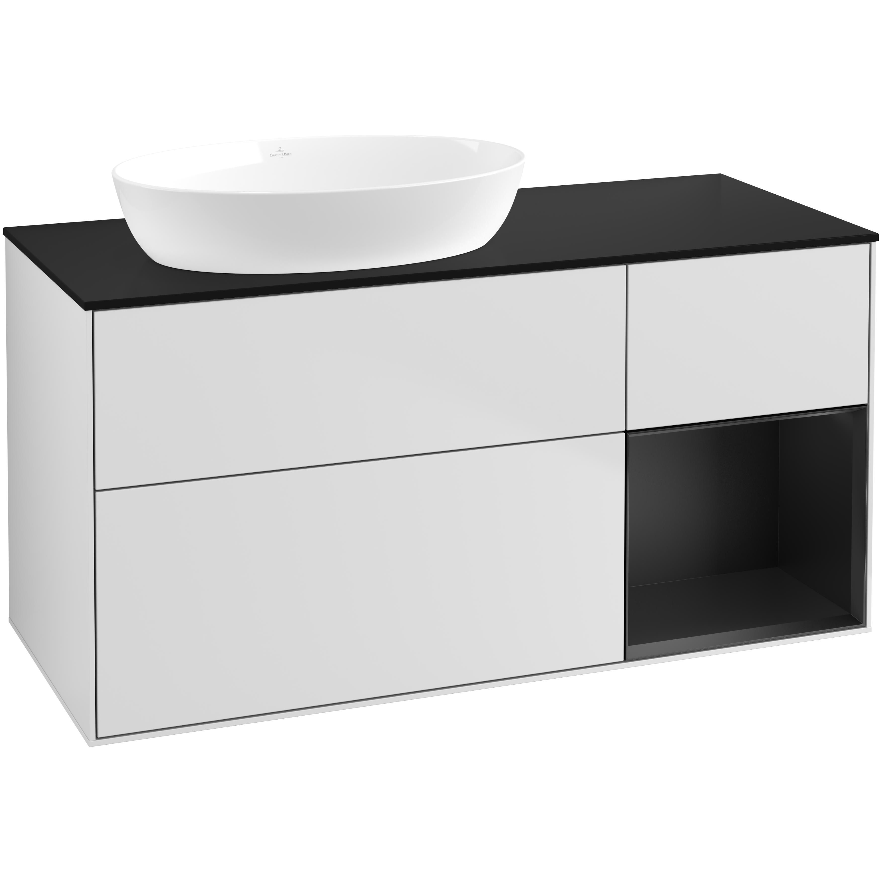 Tvättställsskåp Villeroy & Boch Finion med 3 Lådor Hylla och Bänkskiva för Ocentrerat Tvättställ från Artis & Collaro