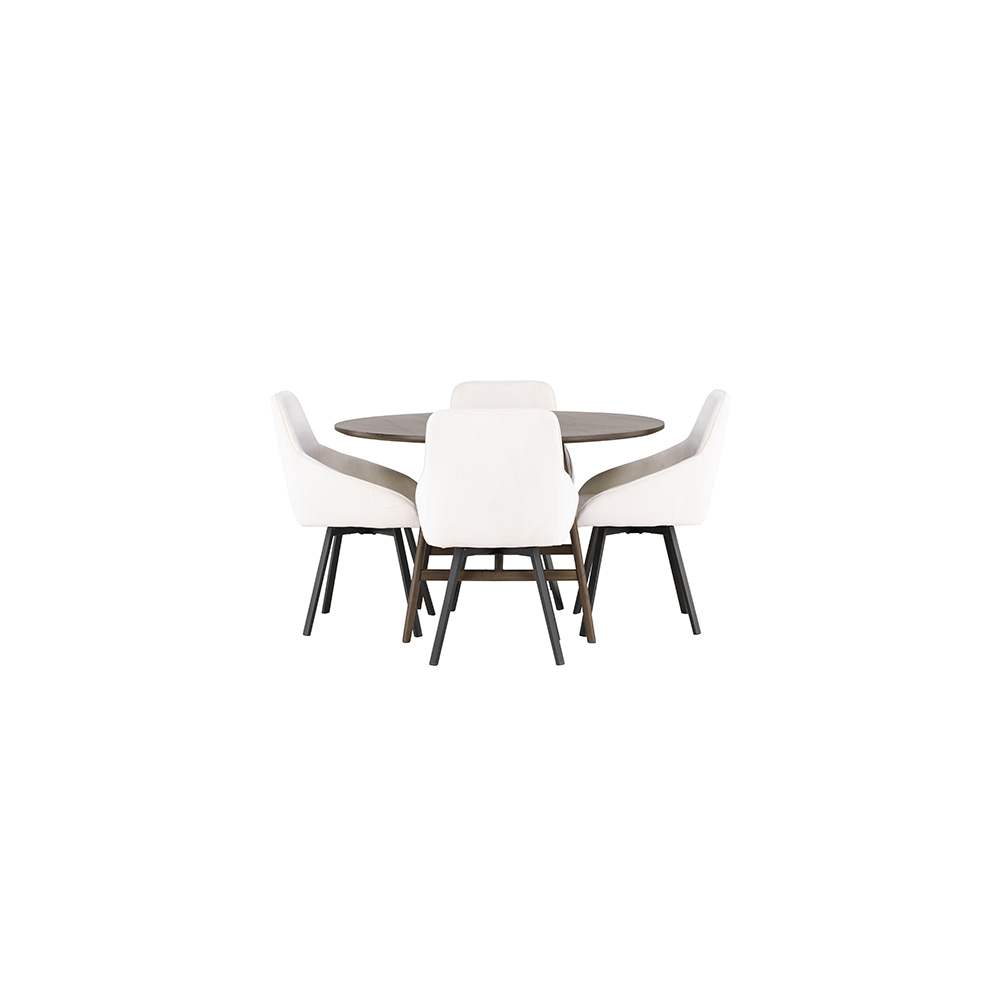 Spisegruppe Venture Home Kaseidon Ø100 cm med 4 stk Rosie Stoler
