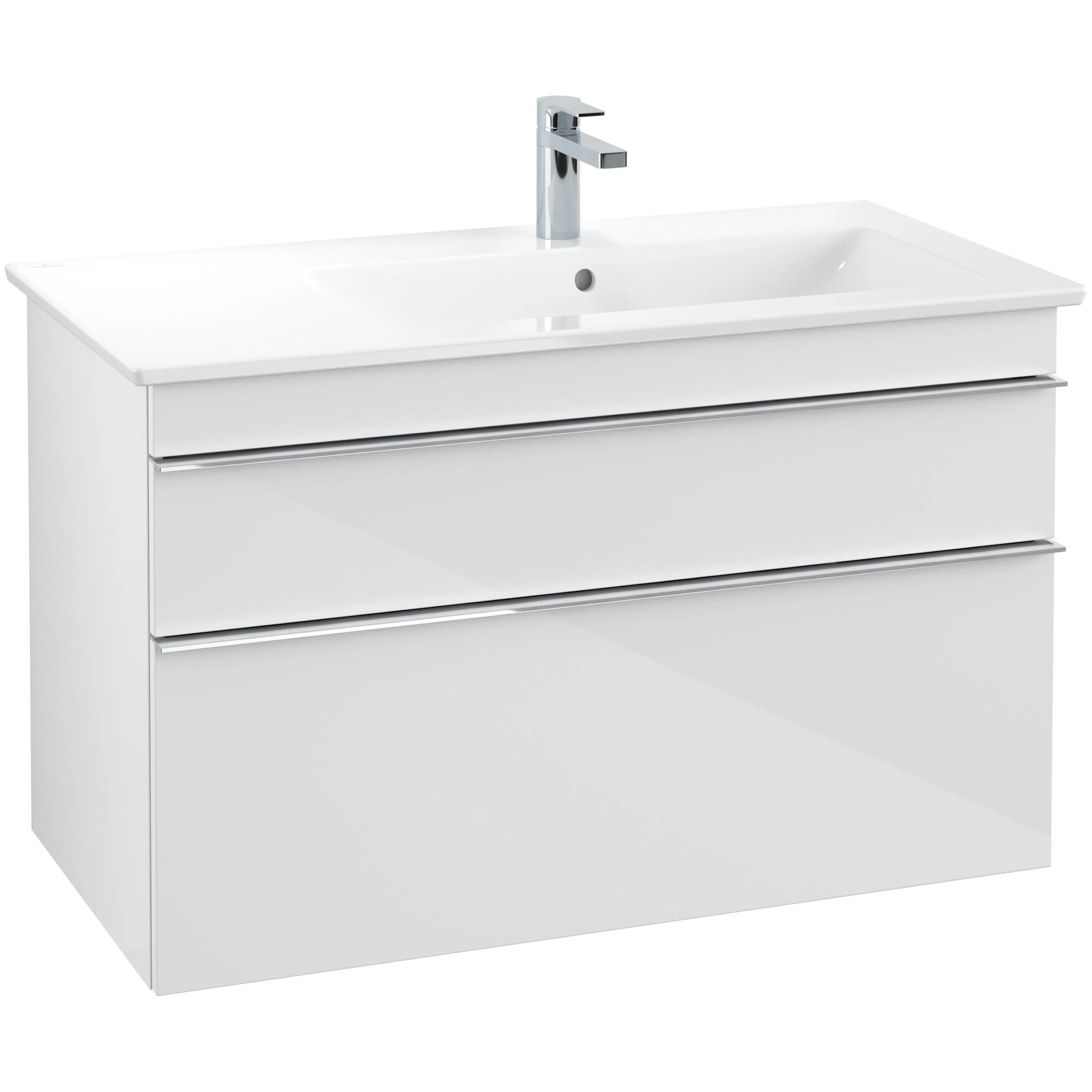 Tvättställsskåp Villeroy & Boch Venticello A92801DH Vit Högblank, Handtag: Krom För Tvättställ: Höger