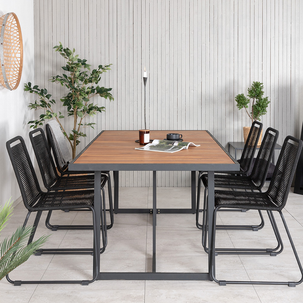 Spisegruppe Venture Home King med 6 Lumi Stablebare Spisestoler