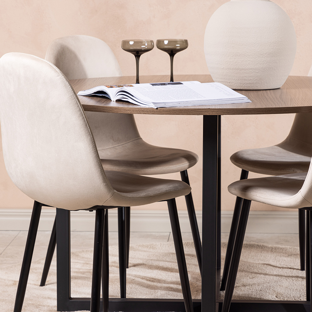 Spisegruppe Venture Home Durango Ø 120 cm med 4 Polar Stoler Fløyel