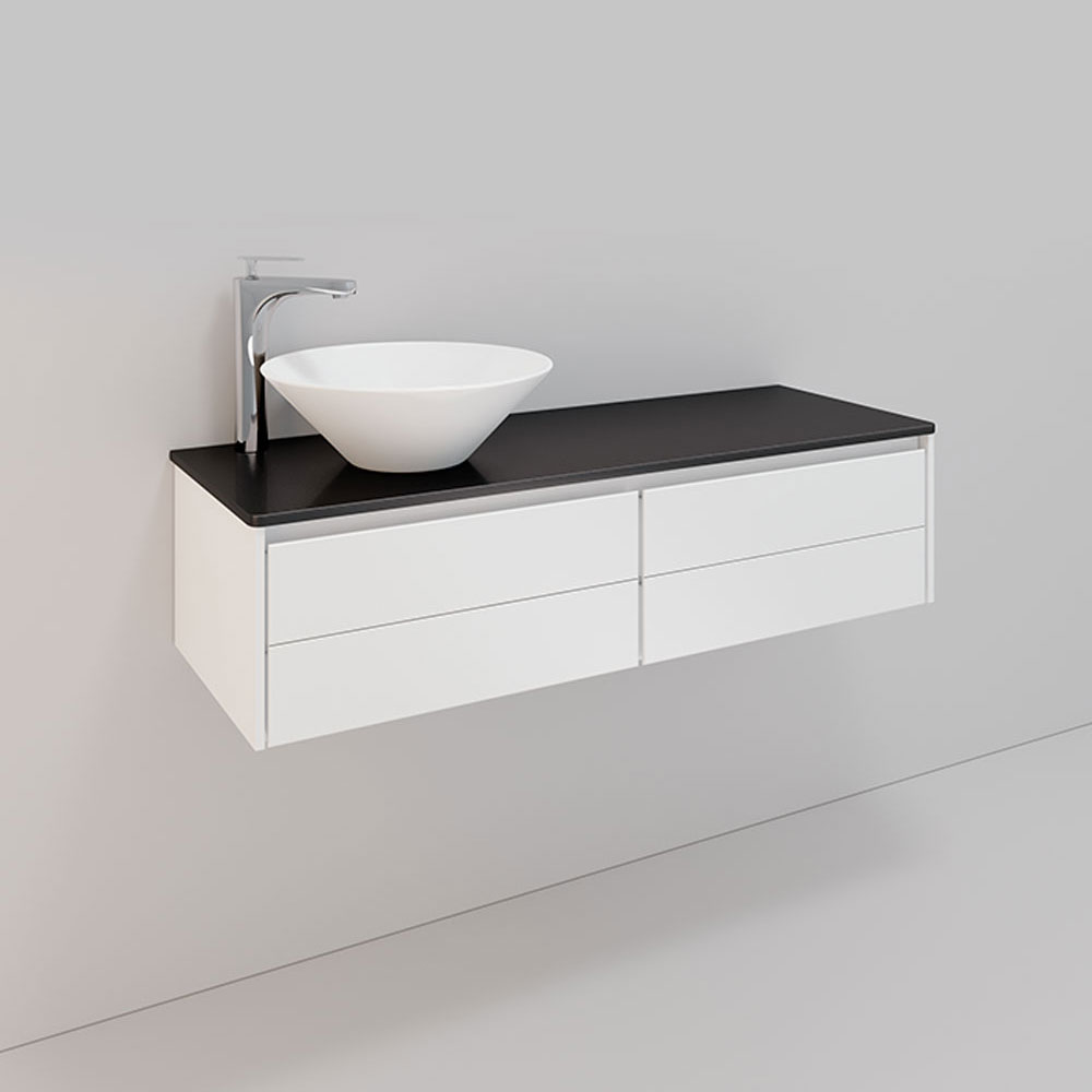 Tvättställsskåp Noro Lifestyle Concept 1200V Vit, 4 lådor, L BxH: 120x34,5 cm, 4 skuffer, Servant til venstre