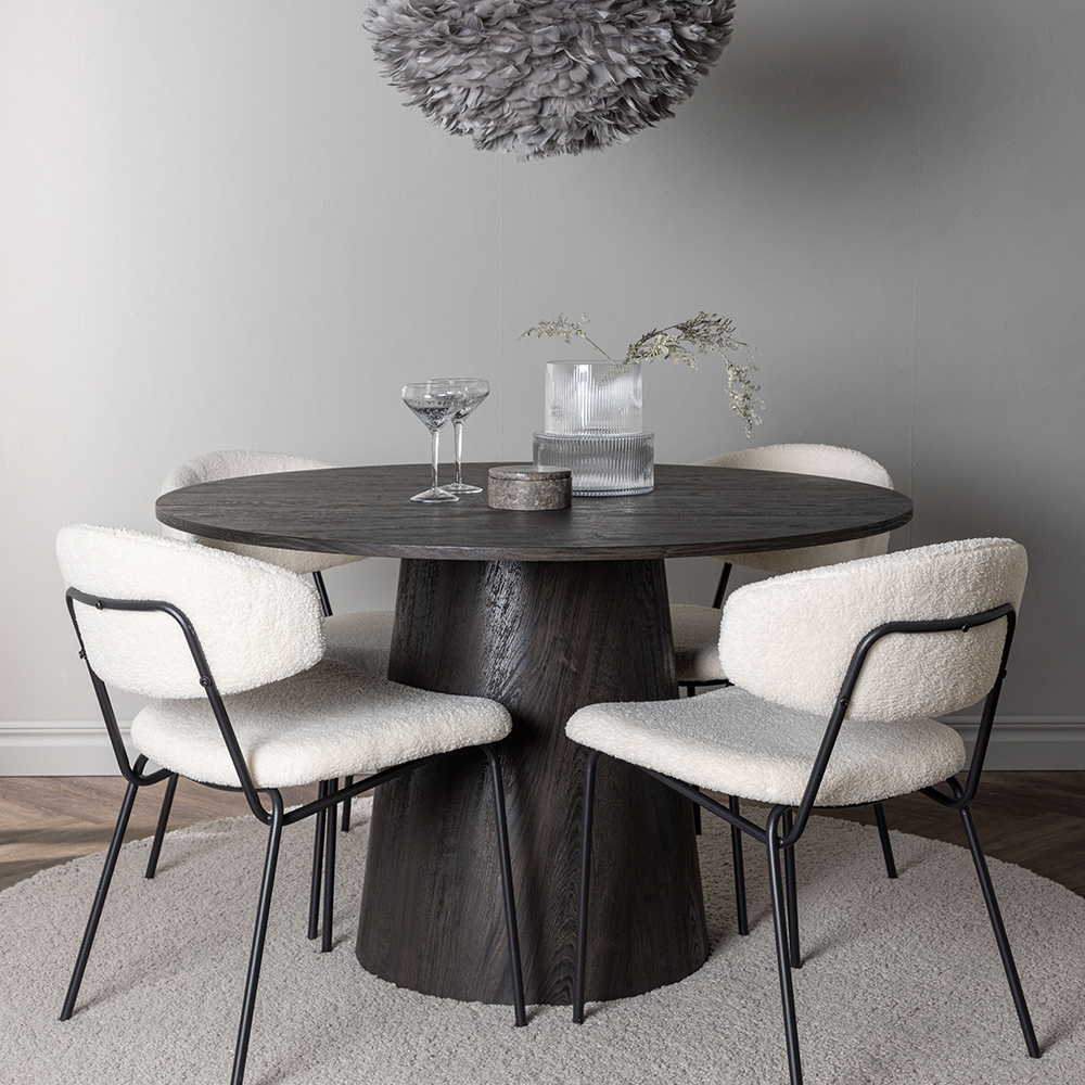 Spisegruppe Venture Home Lanzo Ø120 cm med 4 stk Chico Stoler