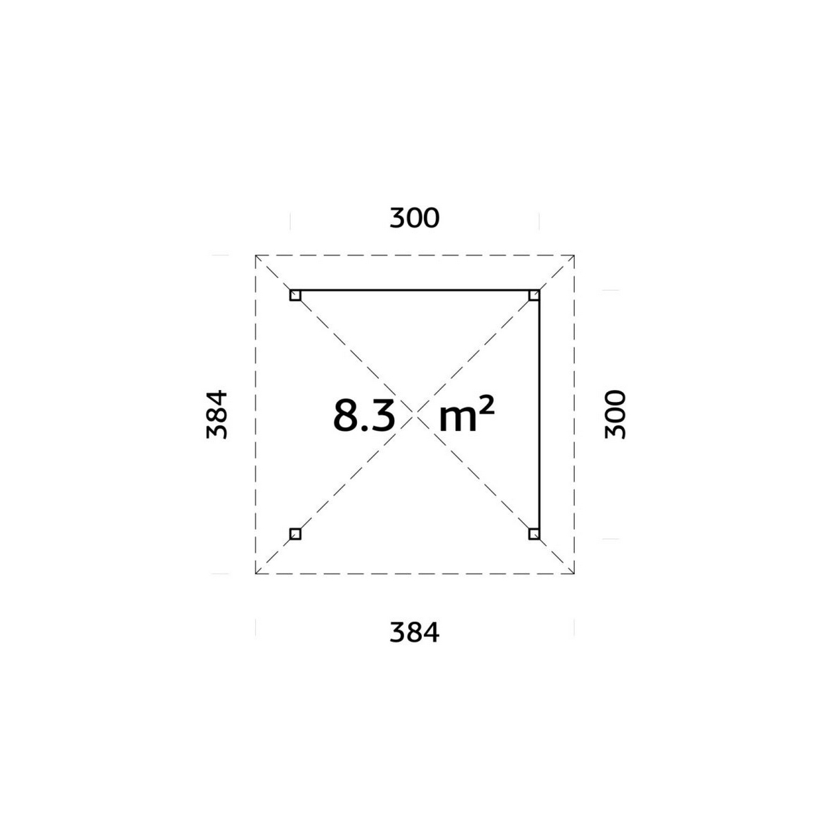 Paviljong Palmako Bianca 8,3 m2 Sett 102