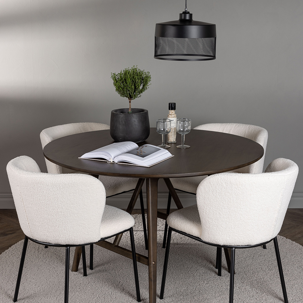 Spisegruppe Venture Home Kaseidon Ø100 cm med 4 stk Edina Stoler