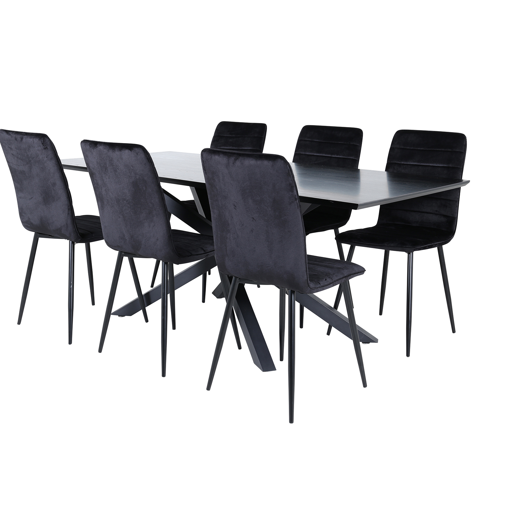 Spisegruppe Venture Home med Piata Spisebord og 6 Walerina Spisestoler i Fløyel