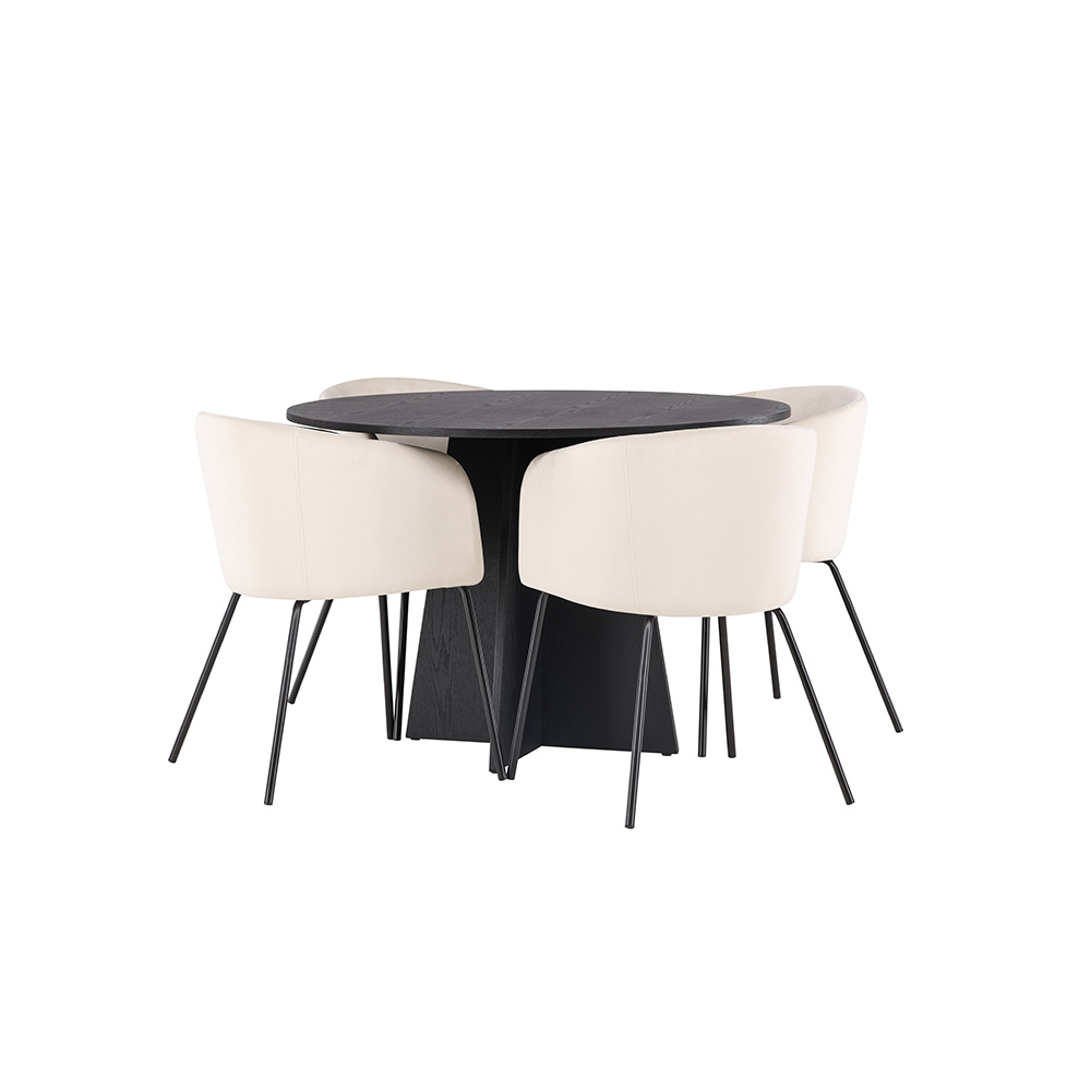 Spisegruppe Venture Home Bootcut Ø110 cm med 4 Berit Stoler