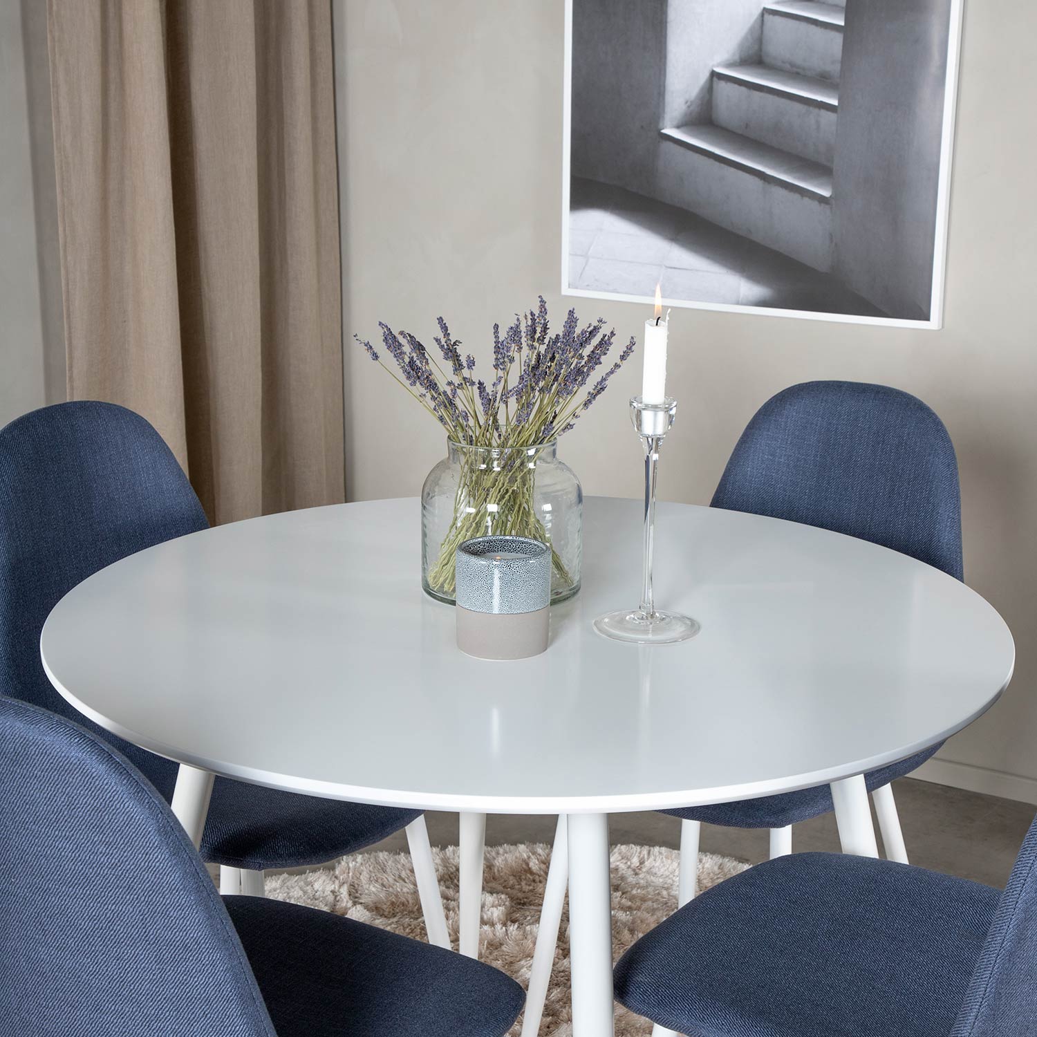 Spisegruppe Venture Home Plake med 4 Pobbie Stoler Polyester Rundt