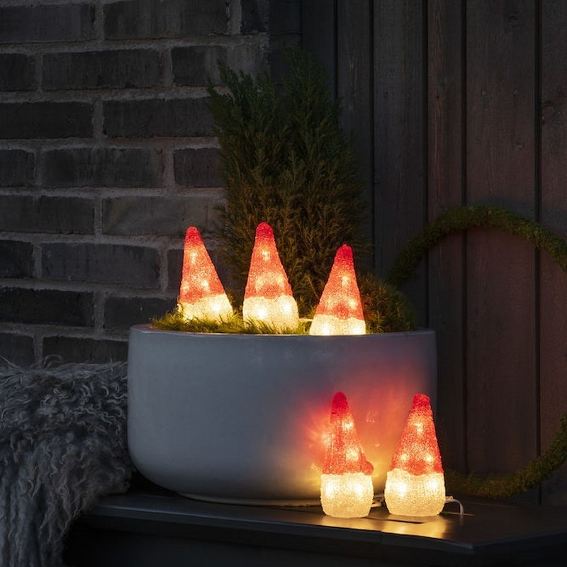 Dekorasjonsfigur Gnosjö Konstsmide Nisser Akryl 5stk LED