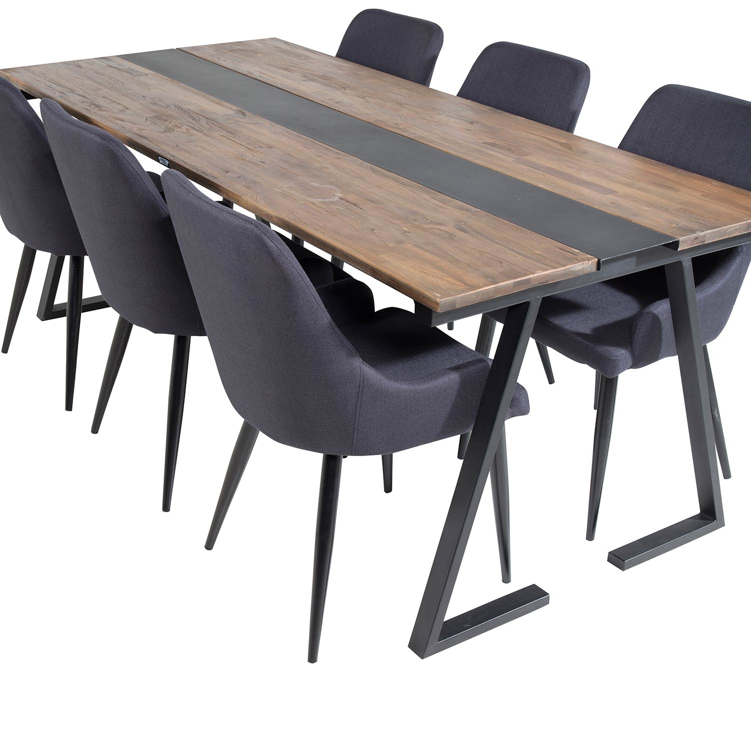 Spisegruppe Venture Home Jane med 6 Plake Stoler Mörk Teak