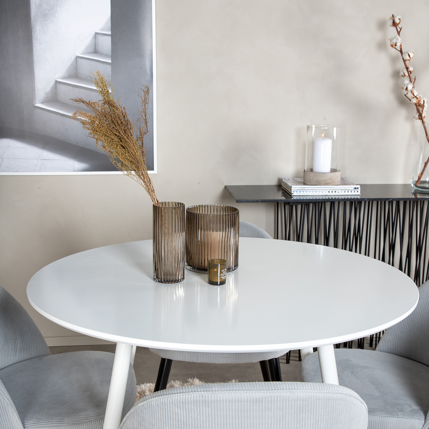 Spisegruppe Venture Home Plake med 4 Valentina Stoler Manchester Rundt