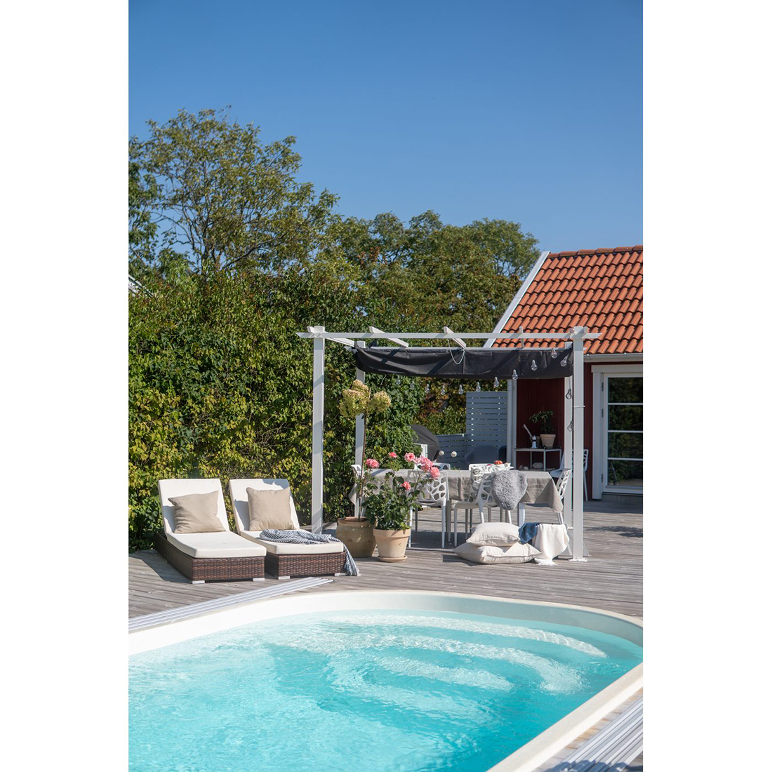 Pergola 3x3 m Vit Hvit/Hvit