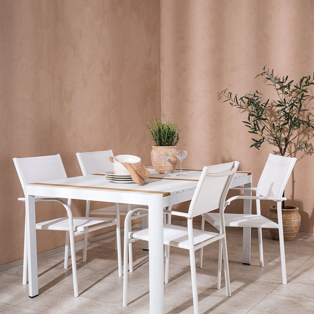 Spisegruppe Venture Home Togo med 4 Santorini Stoler