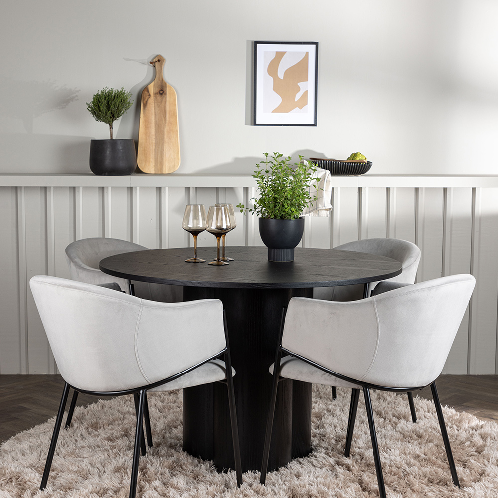 Spisegruppe Venture Home Olivia Ø110 cm med 4 stk Evelina Stoler