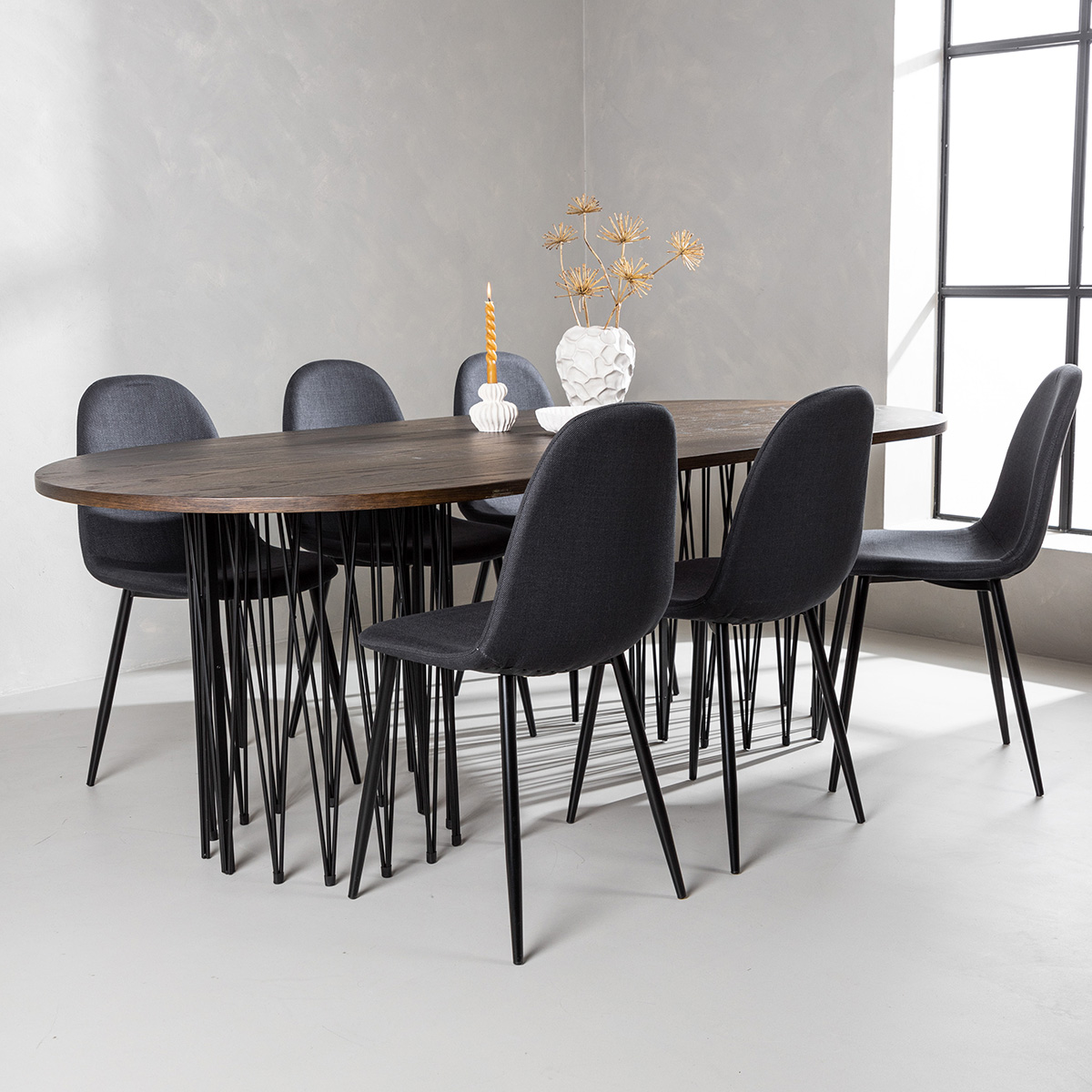 Spisegruppe furniture/fashion Stone med 6 Polar Stoler