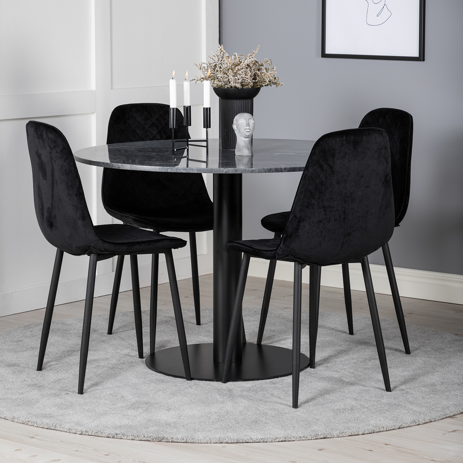 Spisegruppe Venture Home Estelle med 4 Phoi Stoler Fløyel