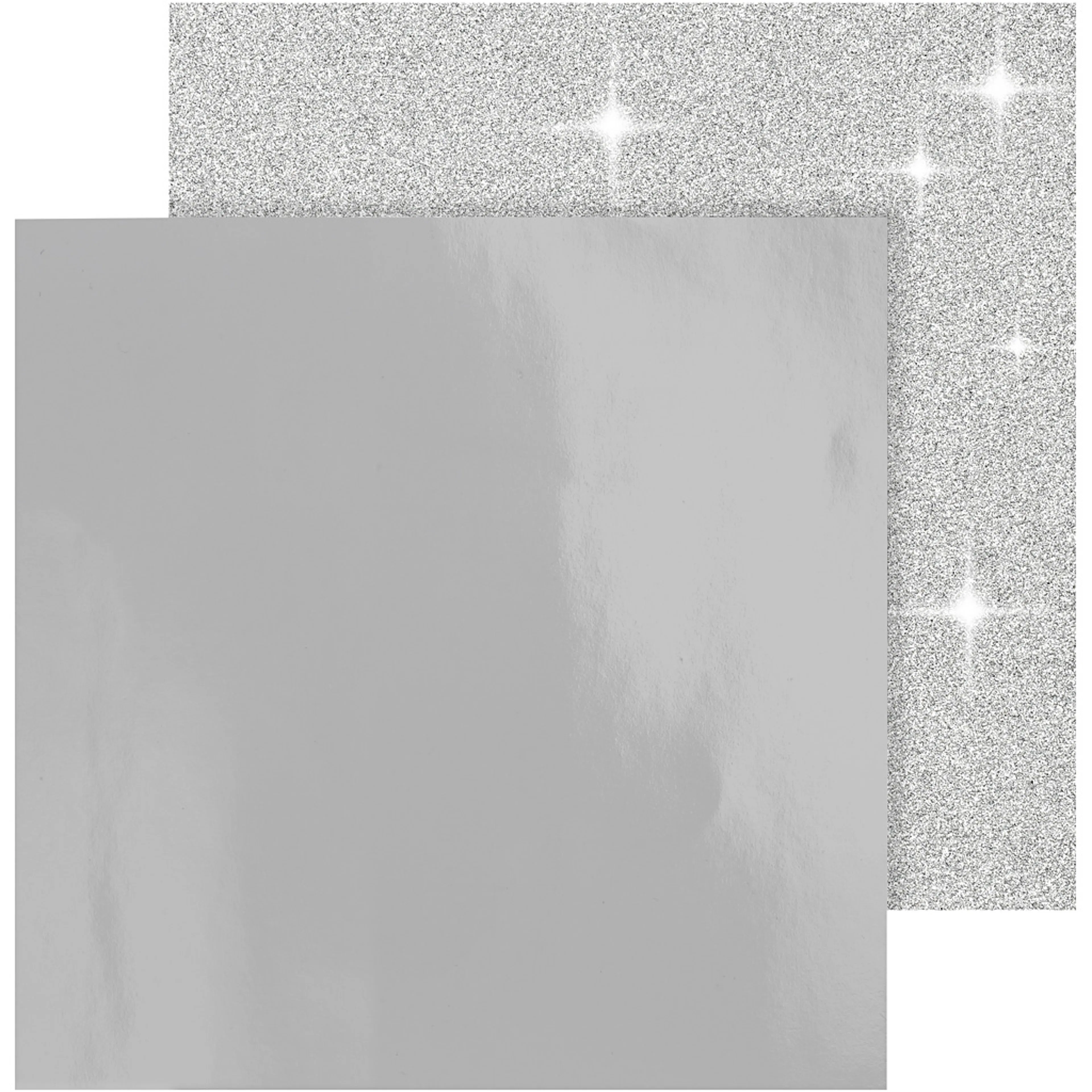 Designpapper, silver, 30,5x30,5 cm, 120+128 g, 2 ark/ 1 förp Sølv