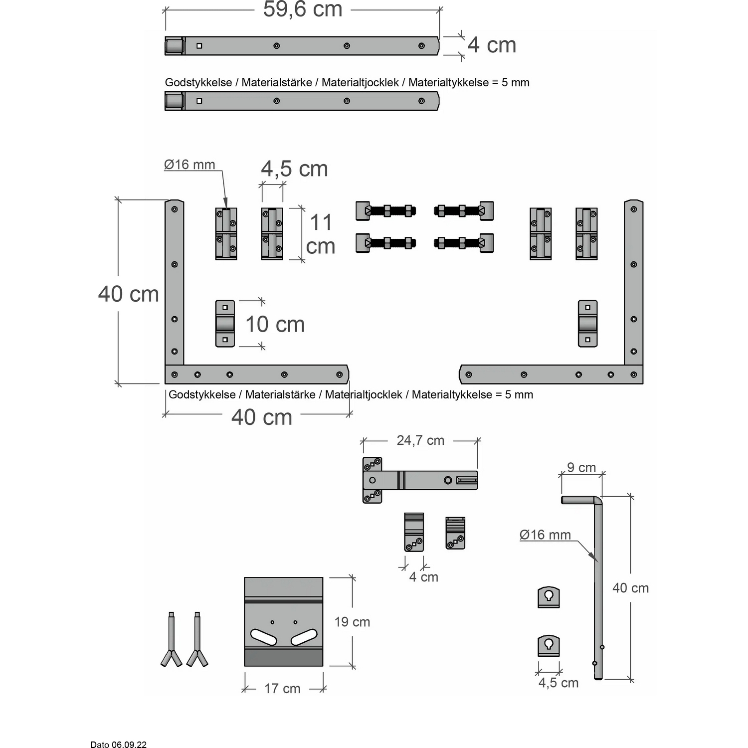 Tokyo Dobbeltport inkl. beslag Hvit RAL 9010, 200x90 cm