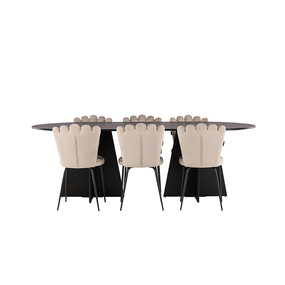 Spisegruppe Venture Home Bootcut Oval med 6 Limhamn Light Stoler