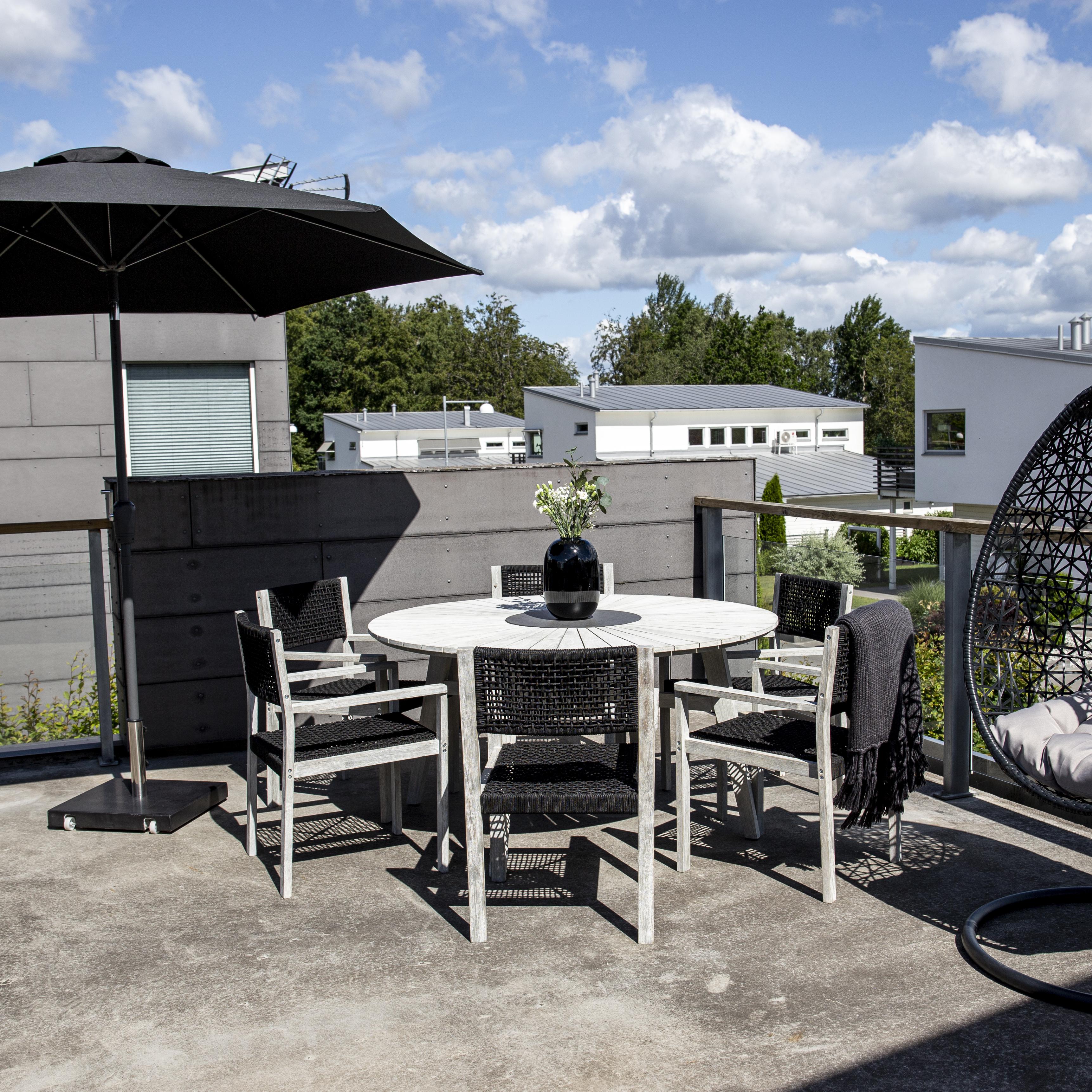 Leeds Umbrella - 3m - Grey Alu / Black Fabric Grå/Sort