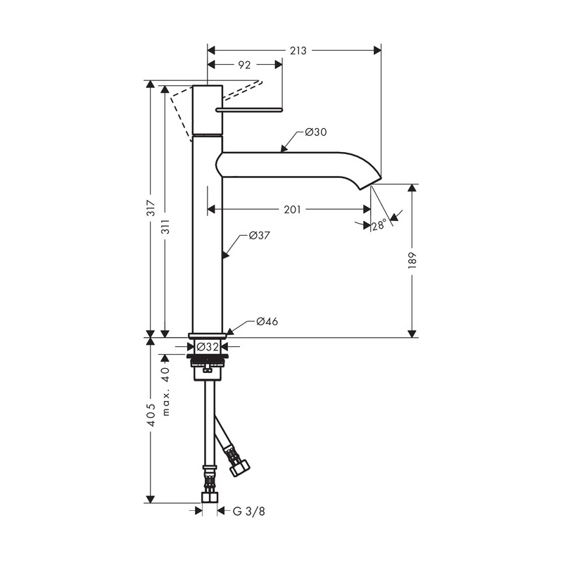 Servantbatteri Axor Uno 190