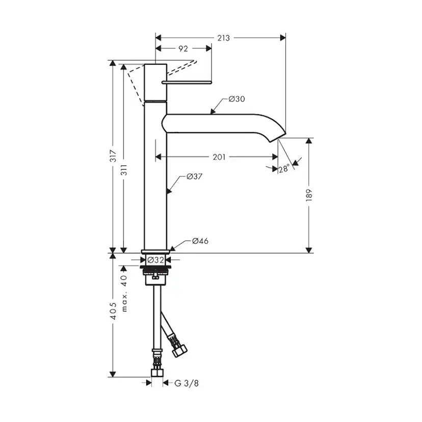 Servantbatteri Axor Uno 190