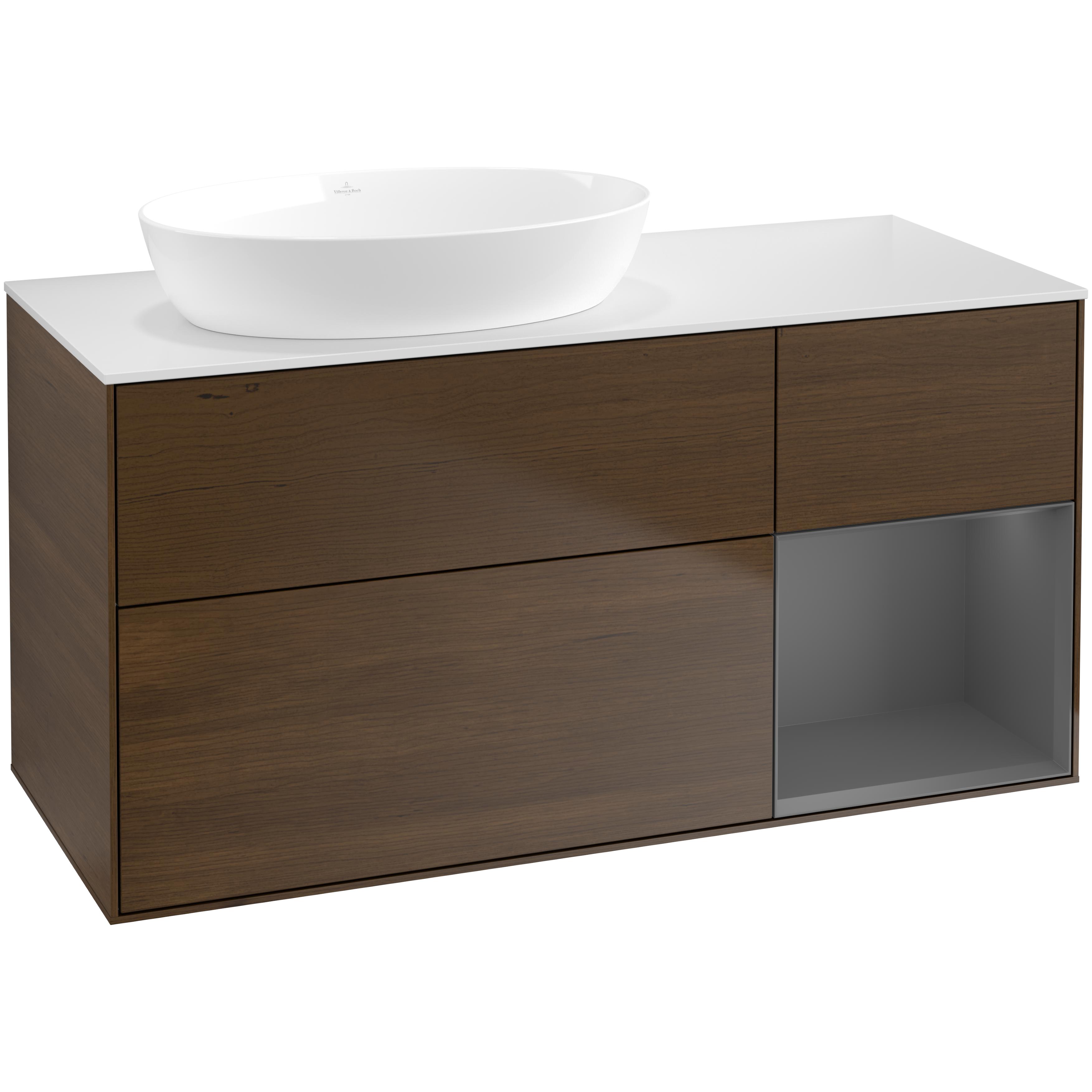 Tvättställsskåp Villeroy & Boch Finion med 3 Lådor Hylla och Bänkskiva för Ocentrerat Tvättställ från Artis & Collaro